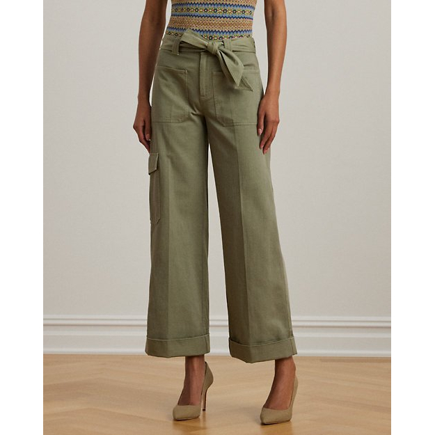 'Pleated Cotton Twill Wide-Leg Cargo Pant' für Damen