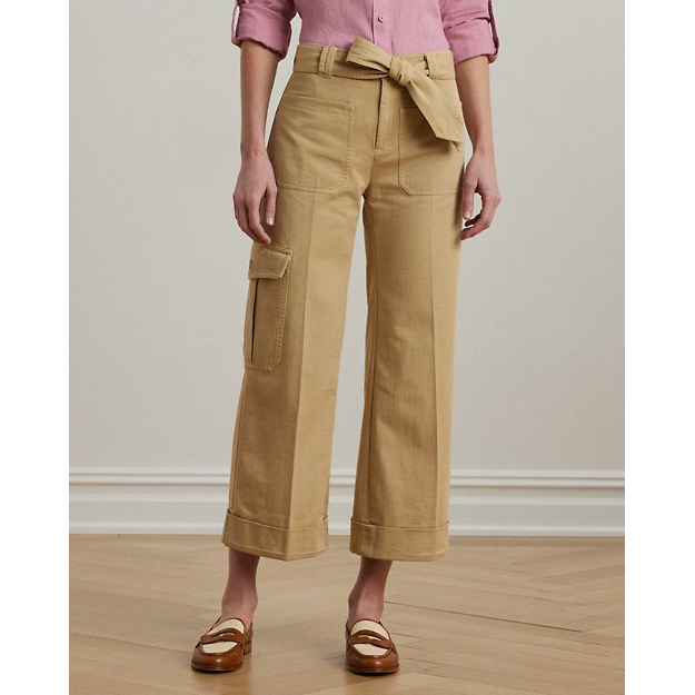 'Pleated Cotton Twill Wide-Leg Cargo Pant' pour Femmes
