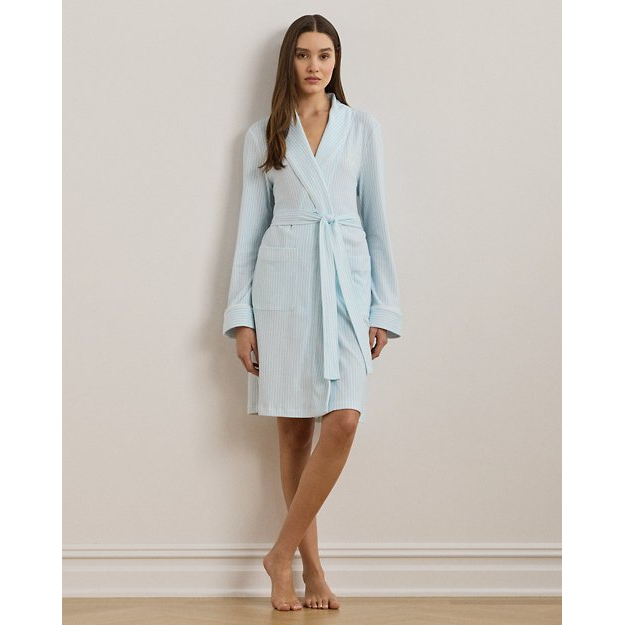 Women's 'Striped Interlock Shawl-Collar Robe'