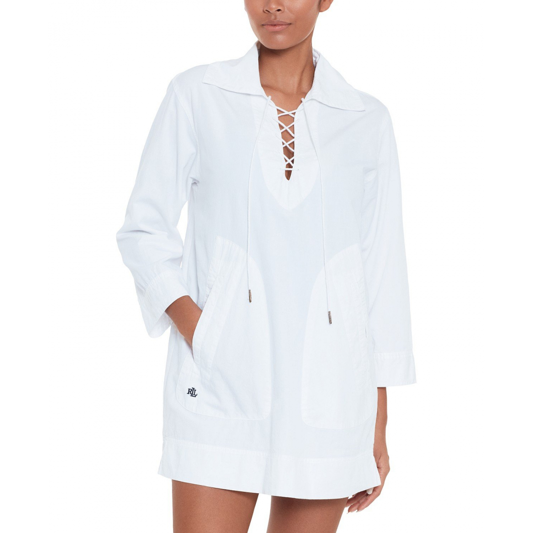 'Lace-Up Tunic Cover-Up' pour Femmes