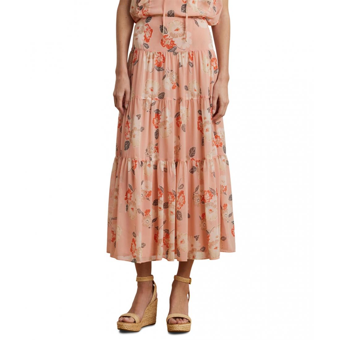 'Floral Crinkle Georgette Tiered Skirt' für Damen