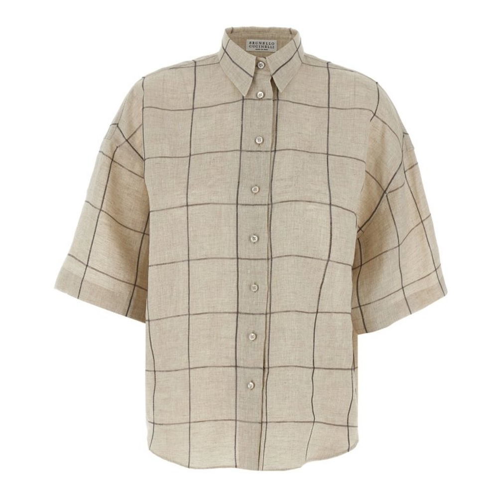 'Check' Kurzärmeliges Hemd für Damen