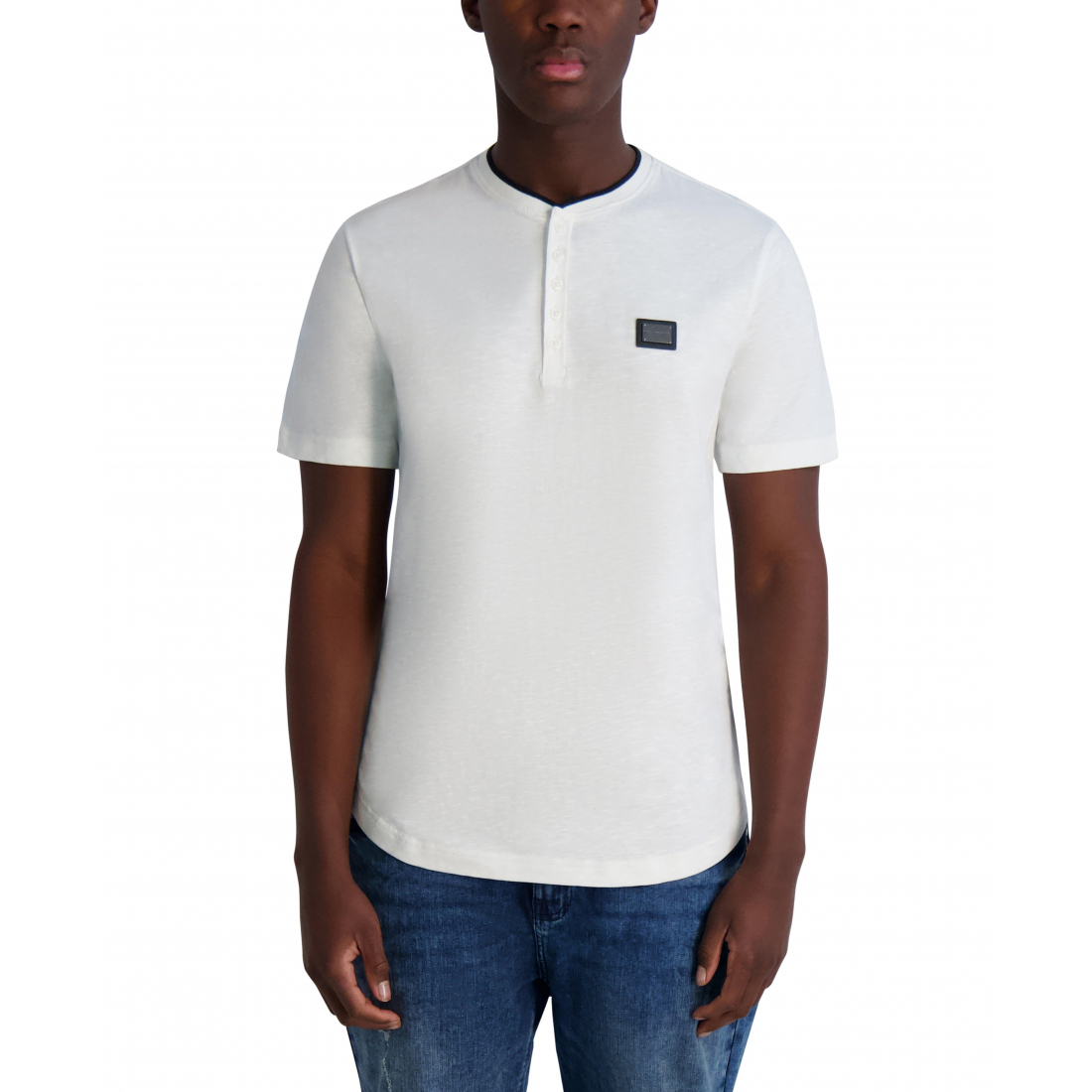 T-shirt 'Karl Logo Plate Henley' pour Hommes