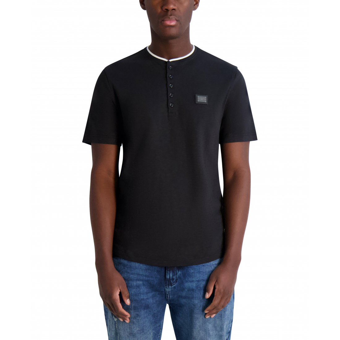 T-shirt 'Karl Logo Plate Henley' pour Hommes