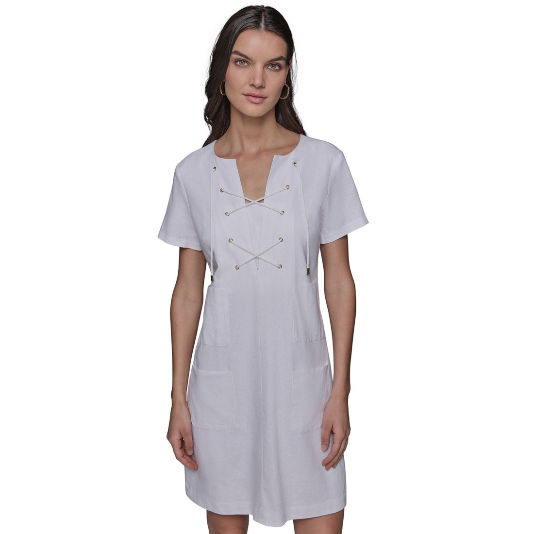 Women's 'Lace-Up-Bodice' Shift Dress