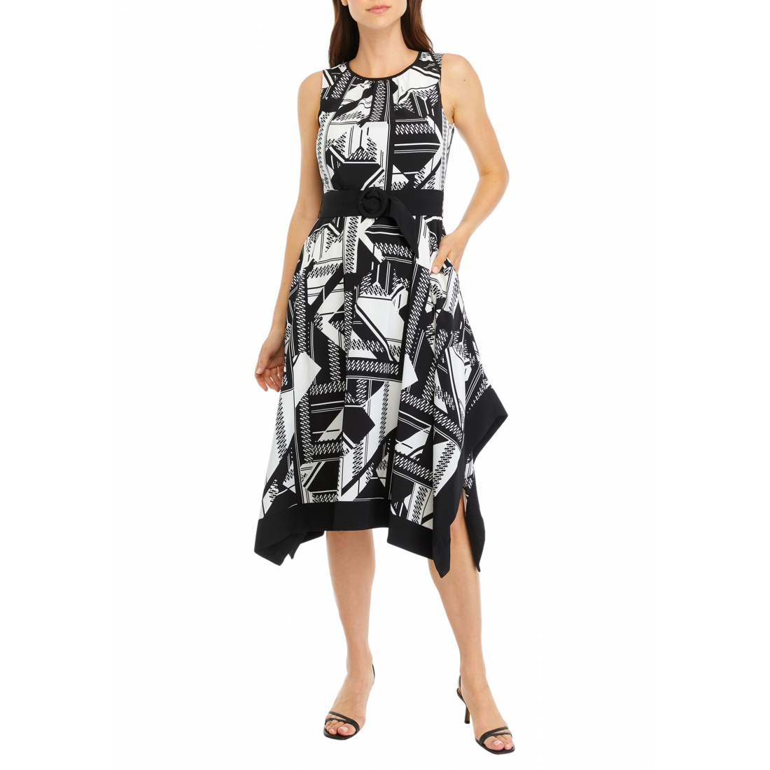 Robe Midi 'Two Tone Printed Hanky Hem' pour Femmes