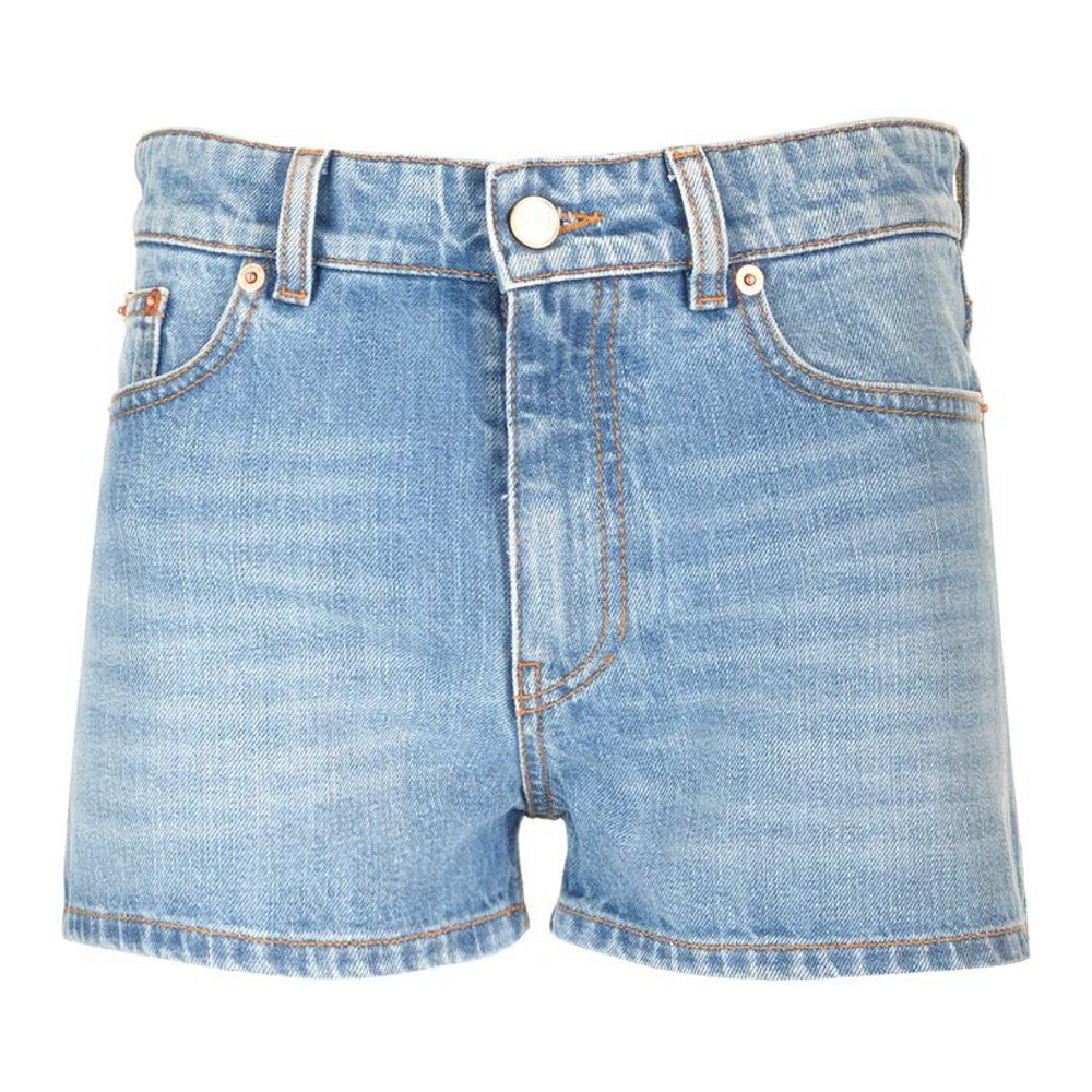 'Logo Patch Straight Hem' Jeansshorts für Damen