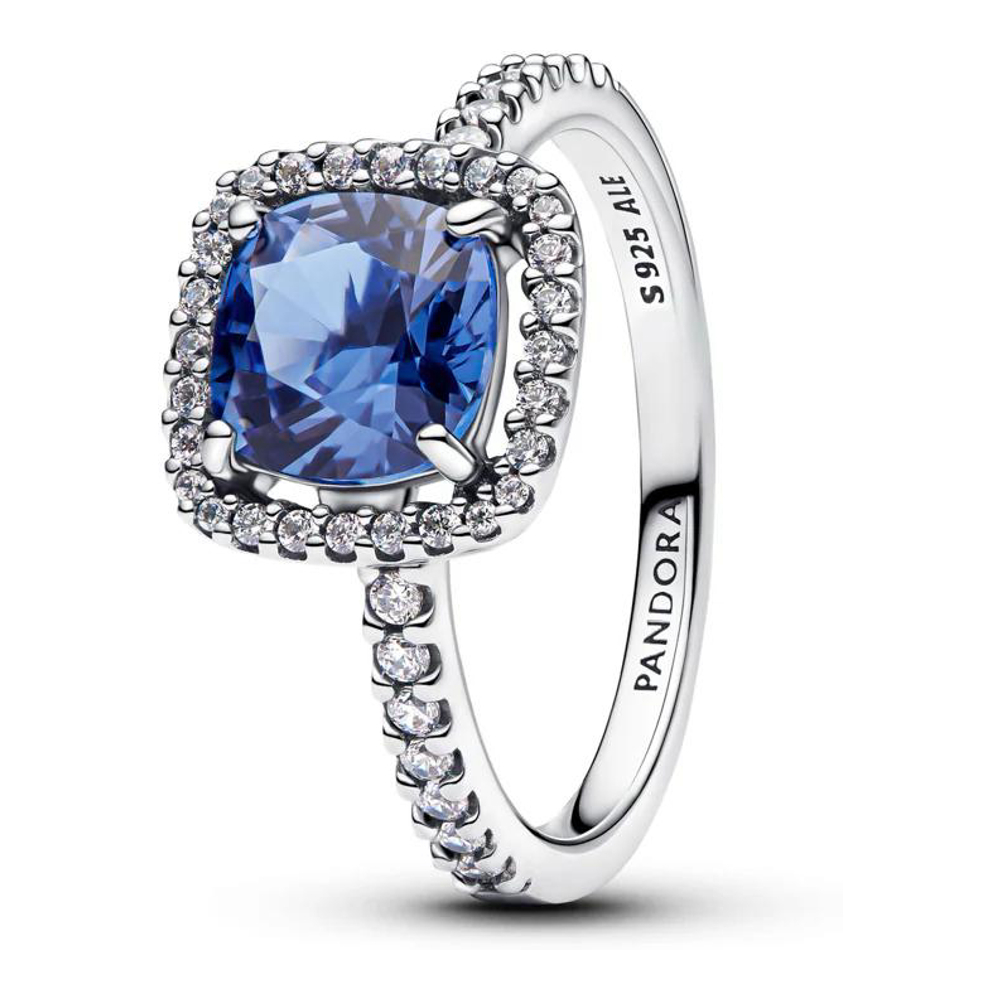 Women's 'Large Blue Square Light Point' Ring