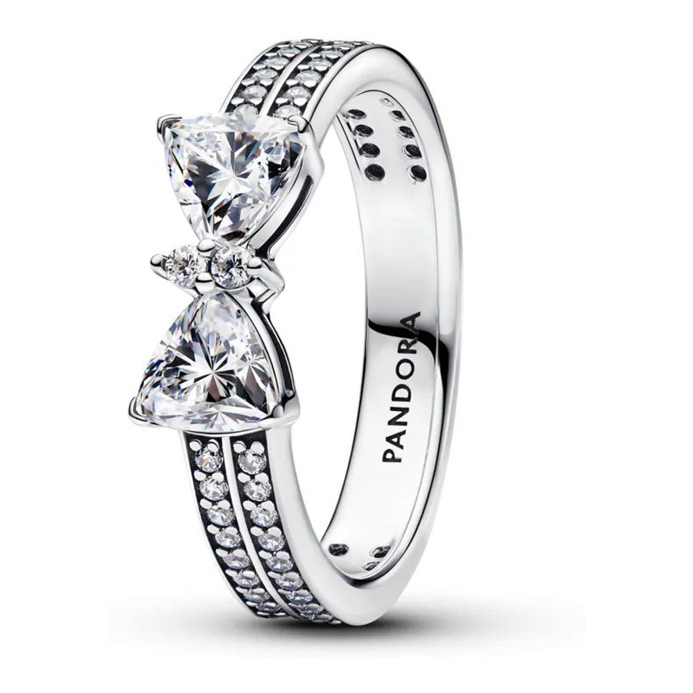 Women's 'Double Band Pavè With Bright Bow' Ring