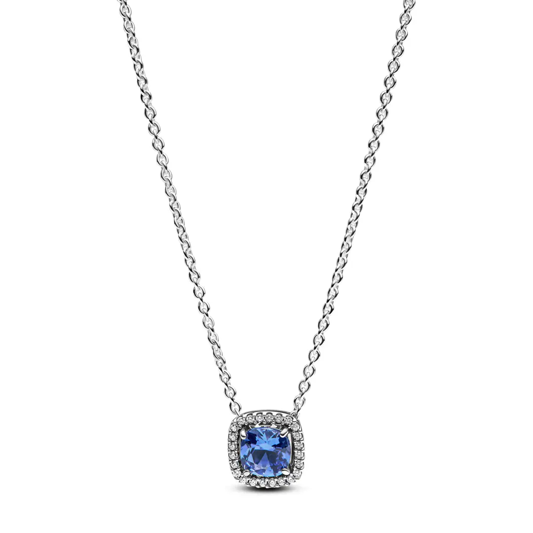 Women's 'Blue Square Point Light' Necklace