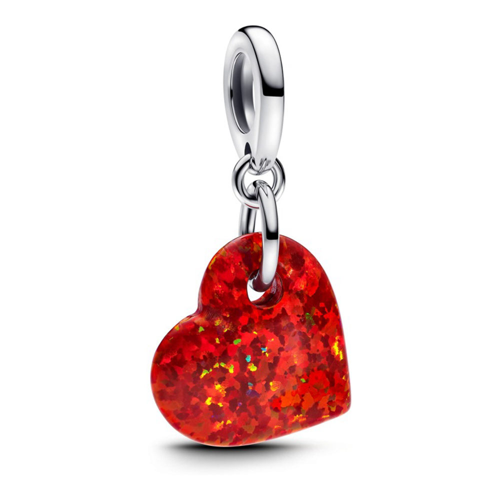 Women's 'Opalescent Red Heart Dangle' Charm