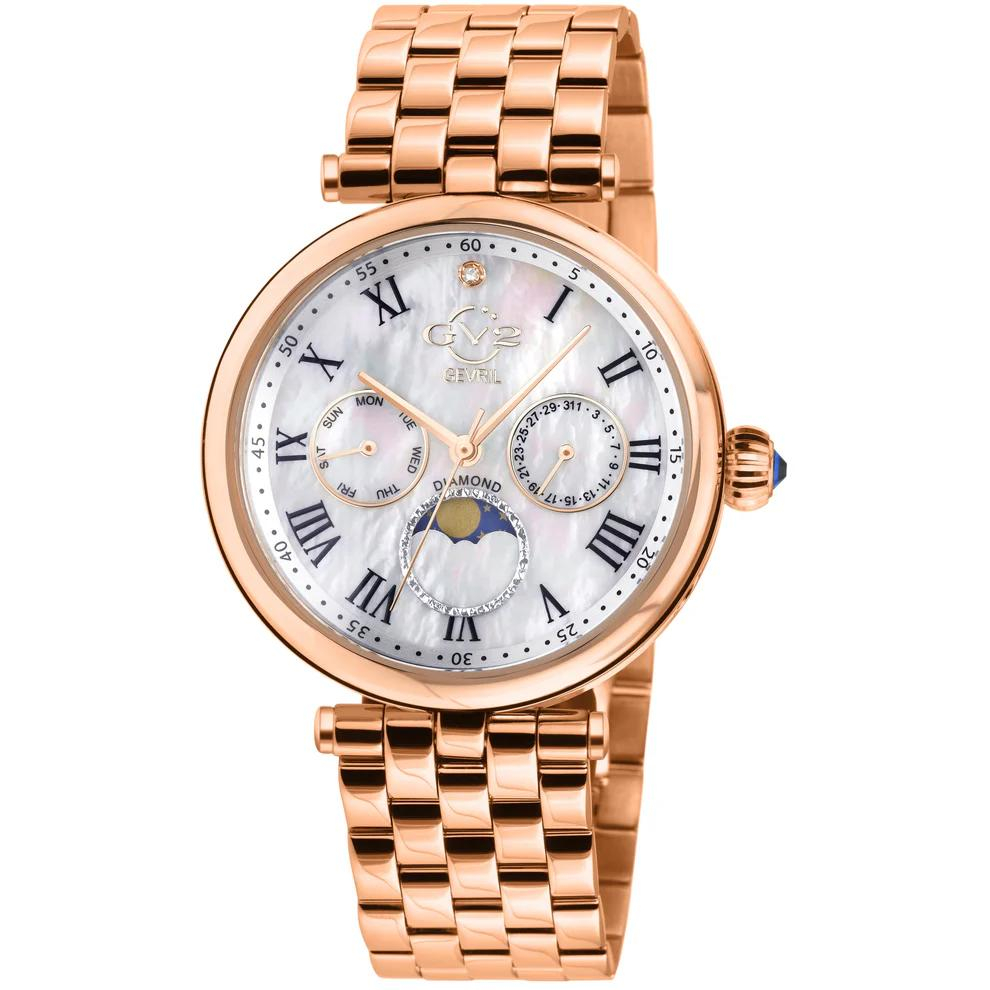 GV2 Florence Women's Mother of Pearl Dial Diamond Cut Ring on Dial IP Rose Gold Bracelet Watch