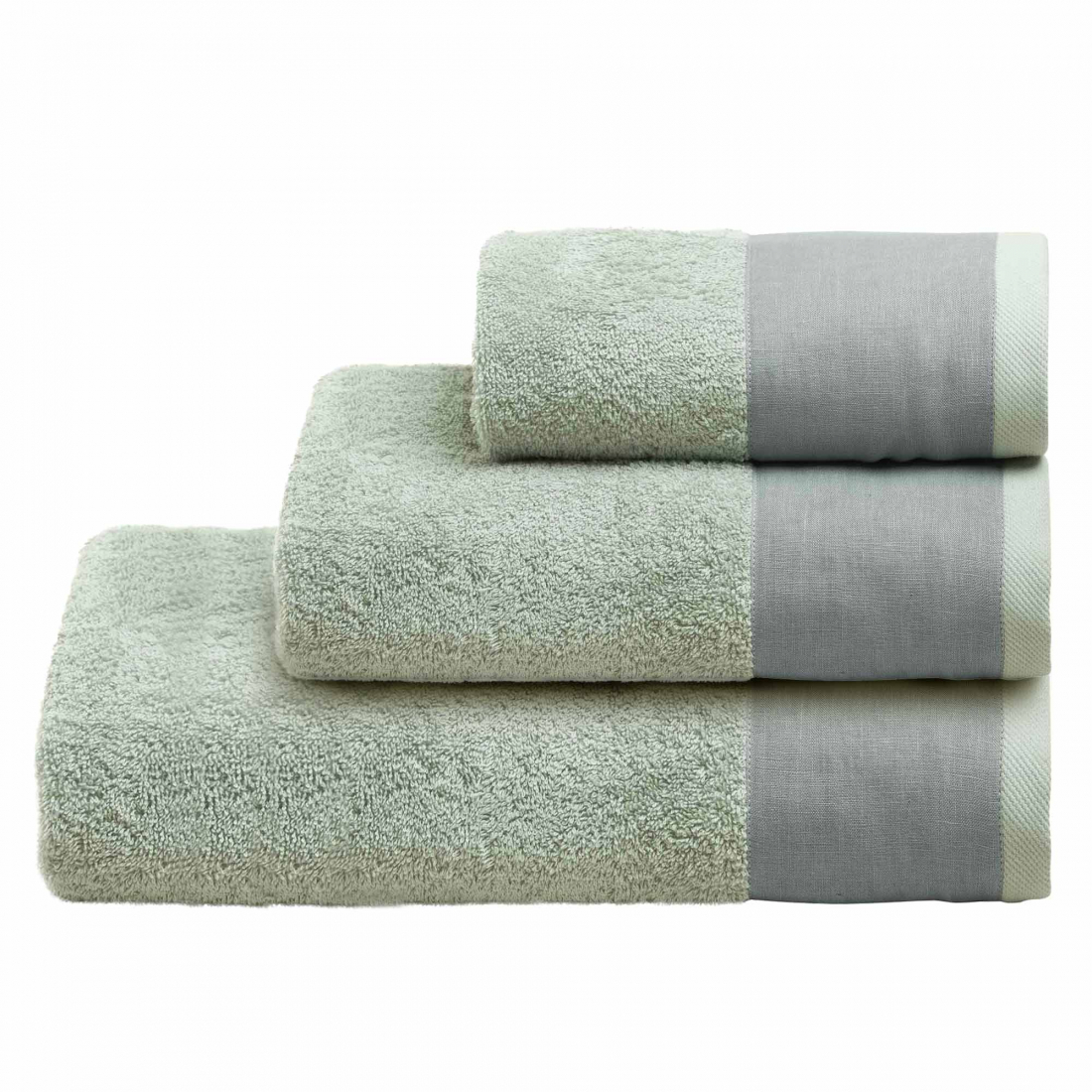 Mojave Ensemble De 3 Serviettes - Bain + Main + Invité, Vert Clair