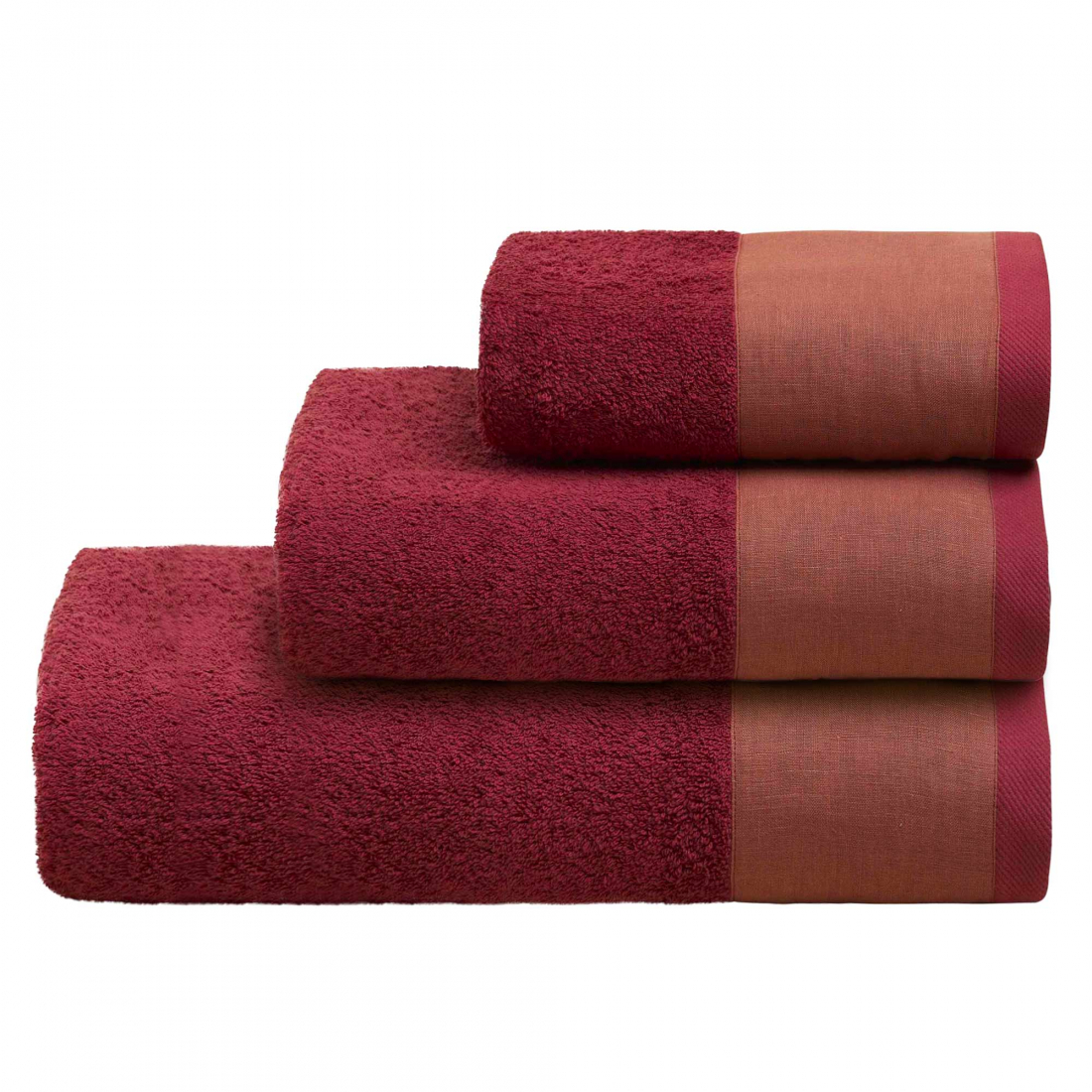 Mojave Set Of 3 Towels - Bath + Hand + Guest, Red