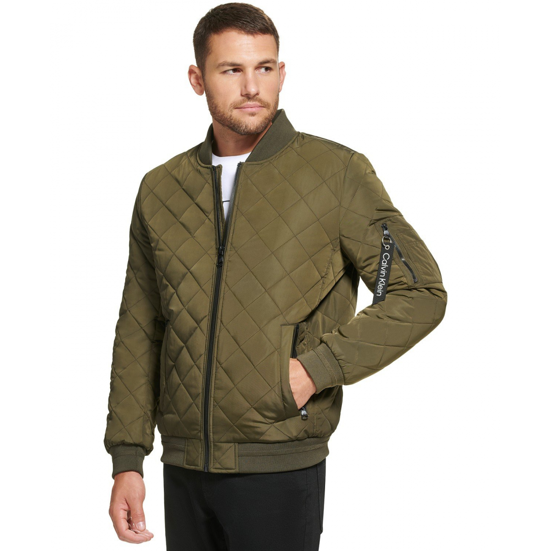 Veste matelassée 'Baseball with Rib-Knit Trim' pour Hommes