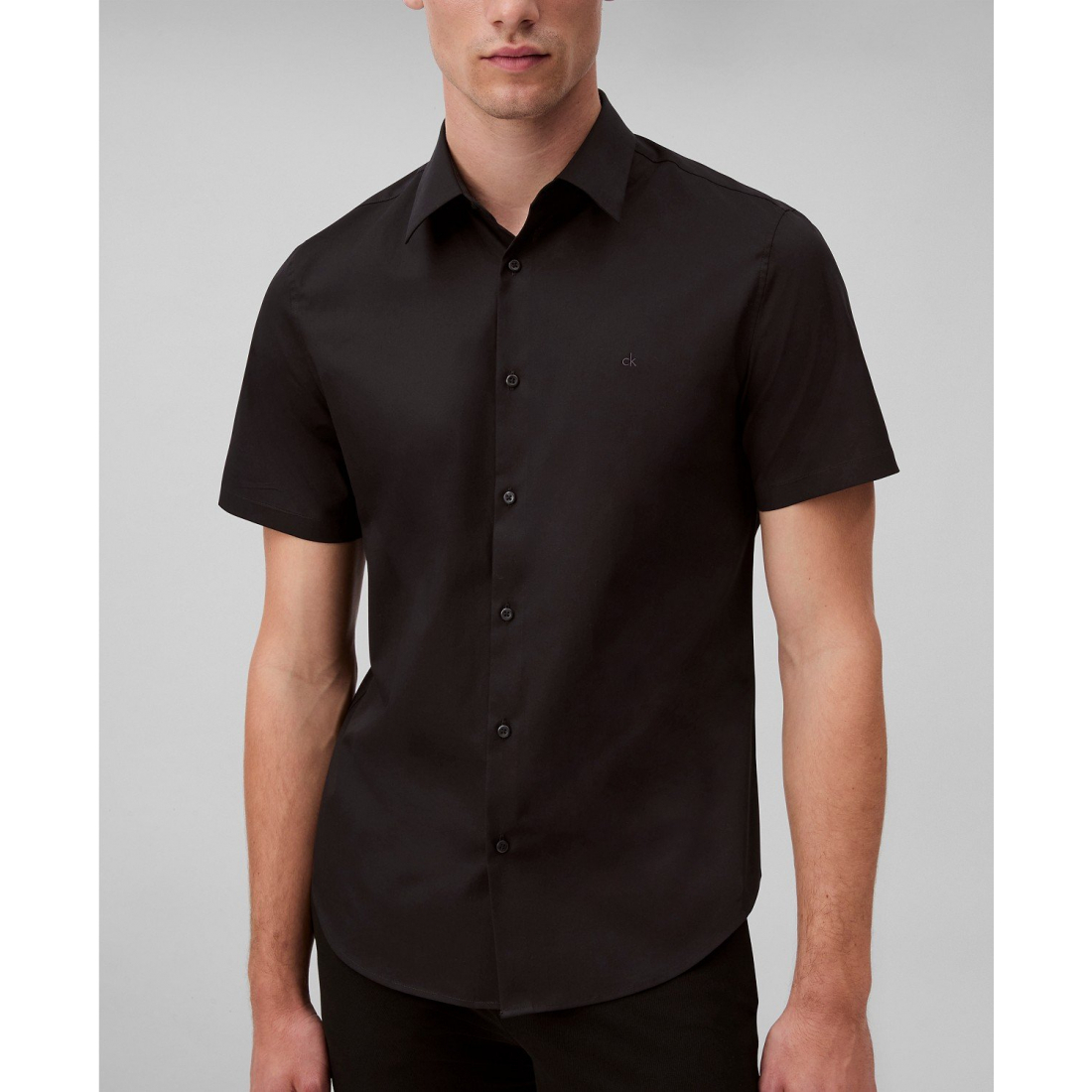 Chemise à manches courtes 'Slim Fit Solid Stretch Button-Front' pour Hommes