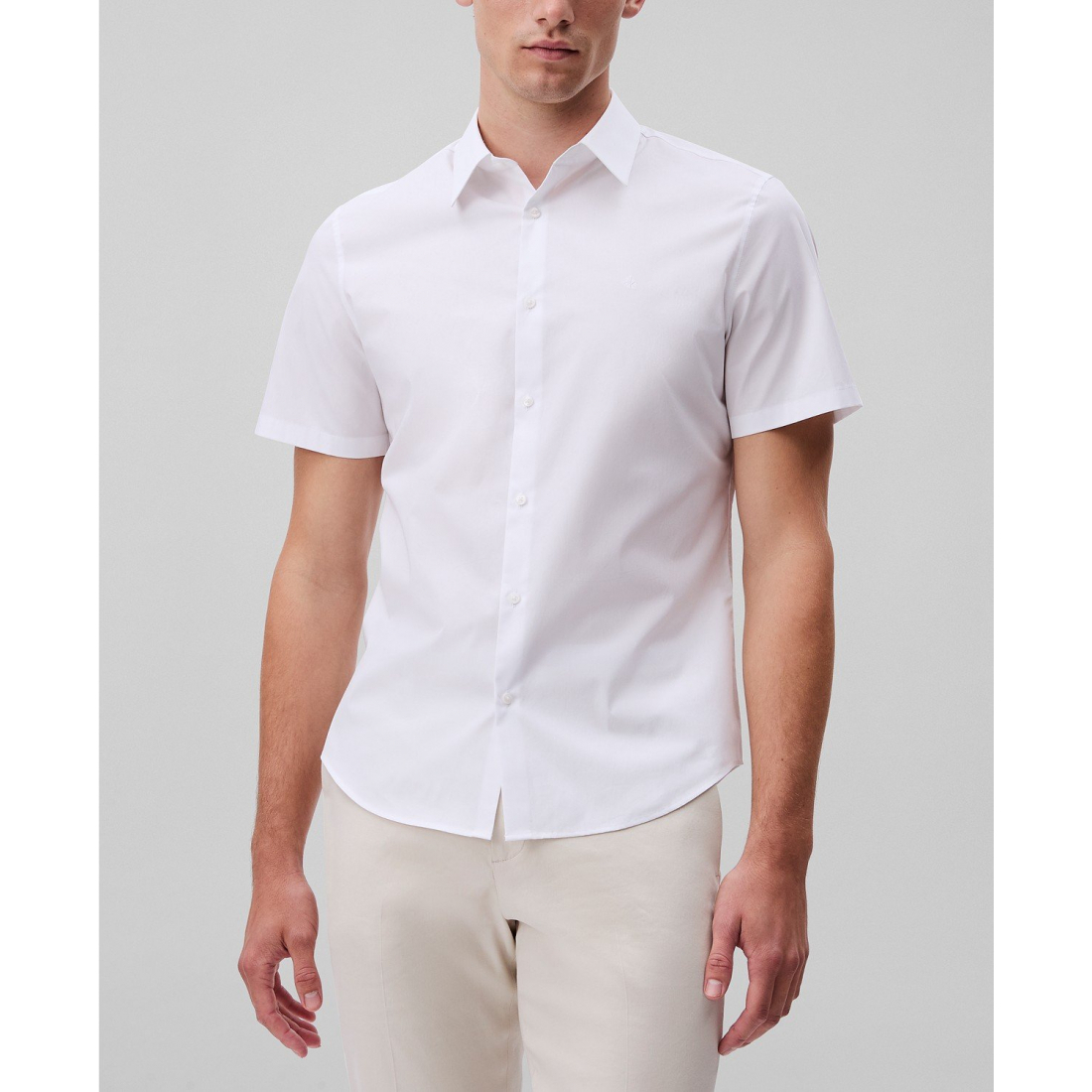 Chemise à manches courtes 'Slim Fit Solid Stretch Button-Front' pour Hommes