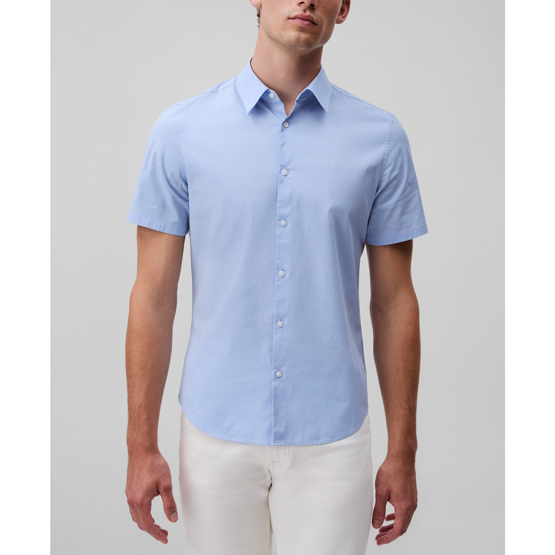 Chemise à manches courtes 'Slim Fit Solid Stretch Button-Front' pour Hommes