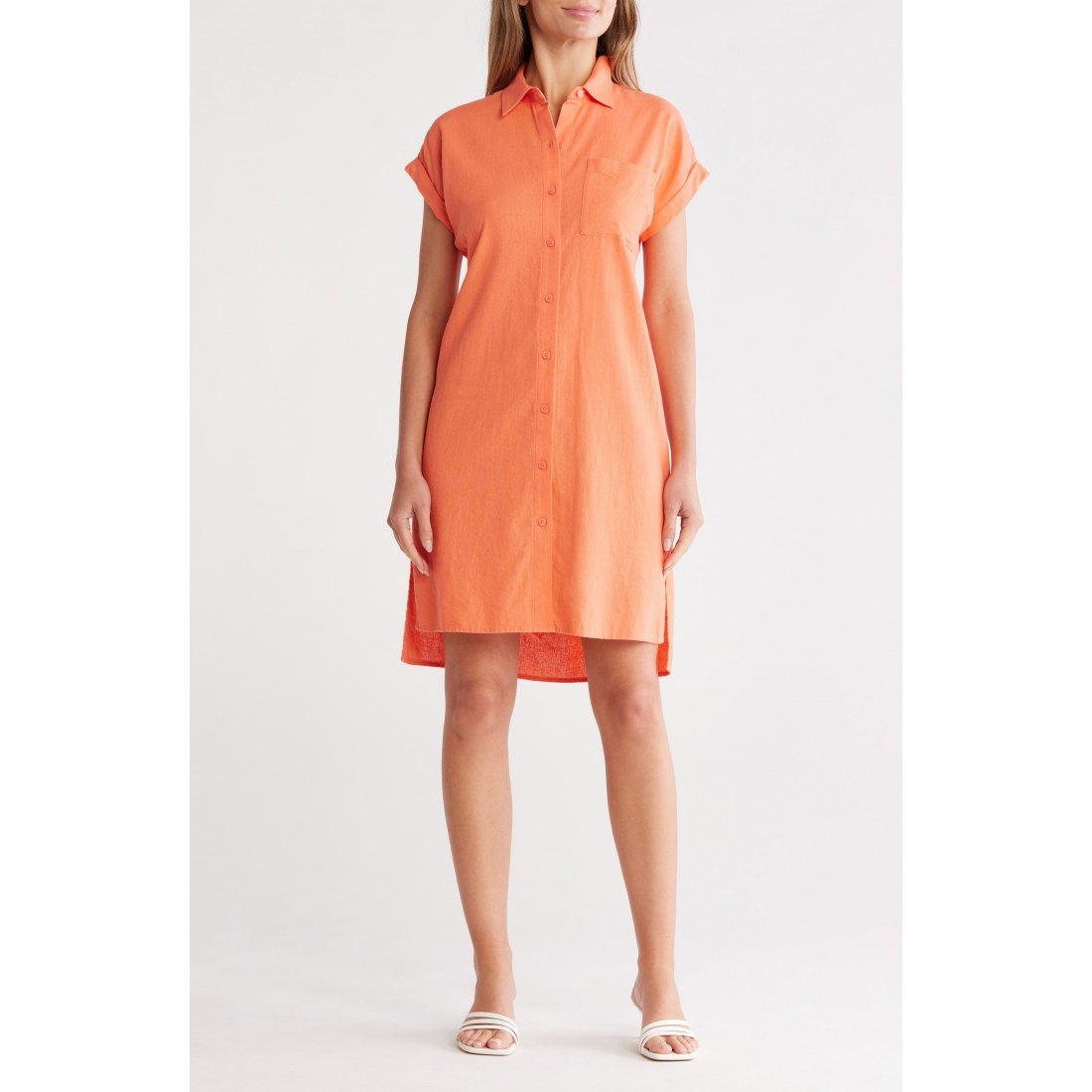 Robe chemise 'Short Sleeve Linen Blend' pour Femmes