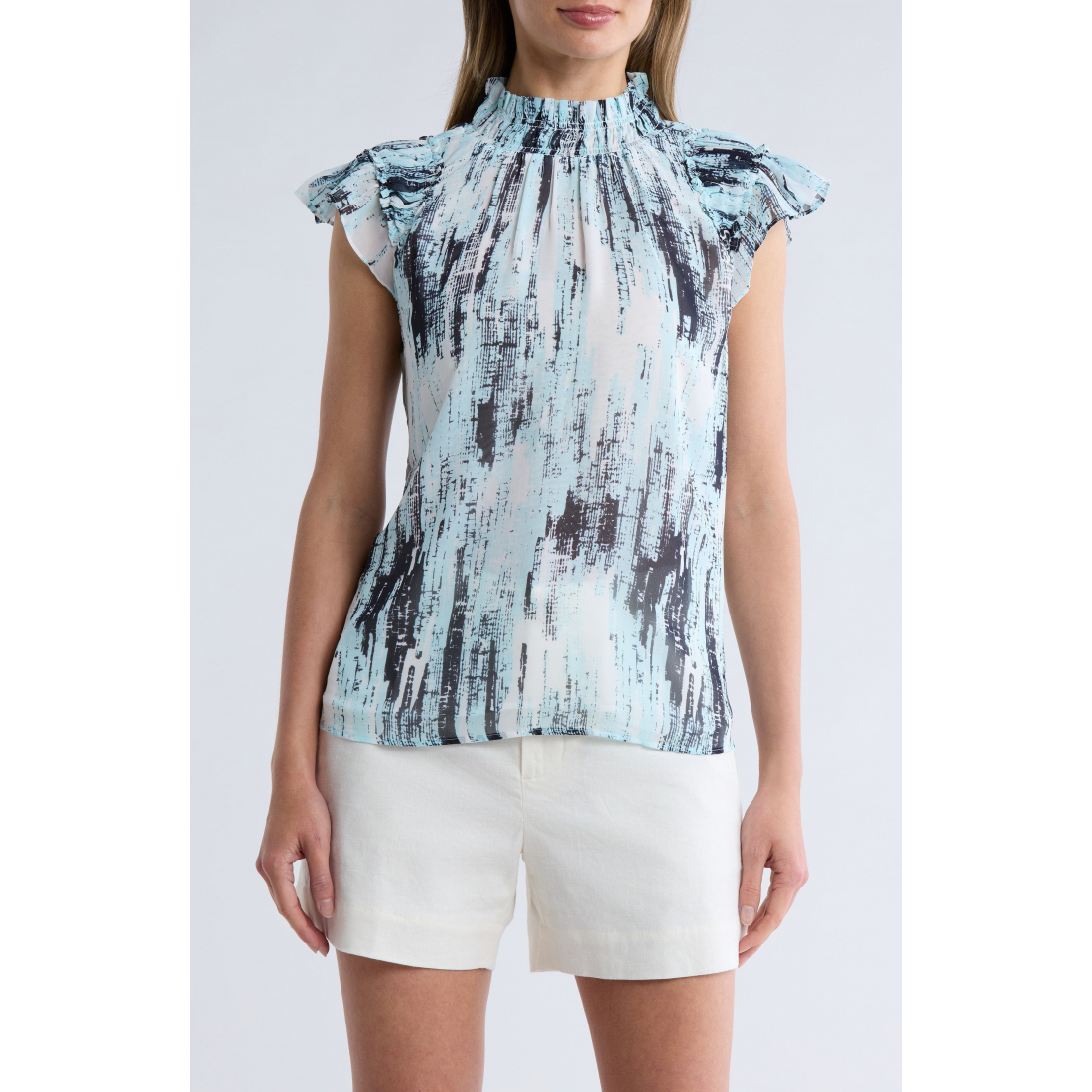 Haut sans manches 'Printed Mock Neck Chiffon' pour Femmes