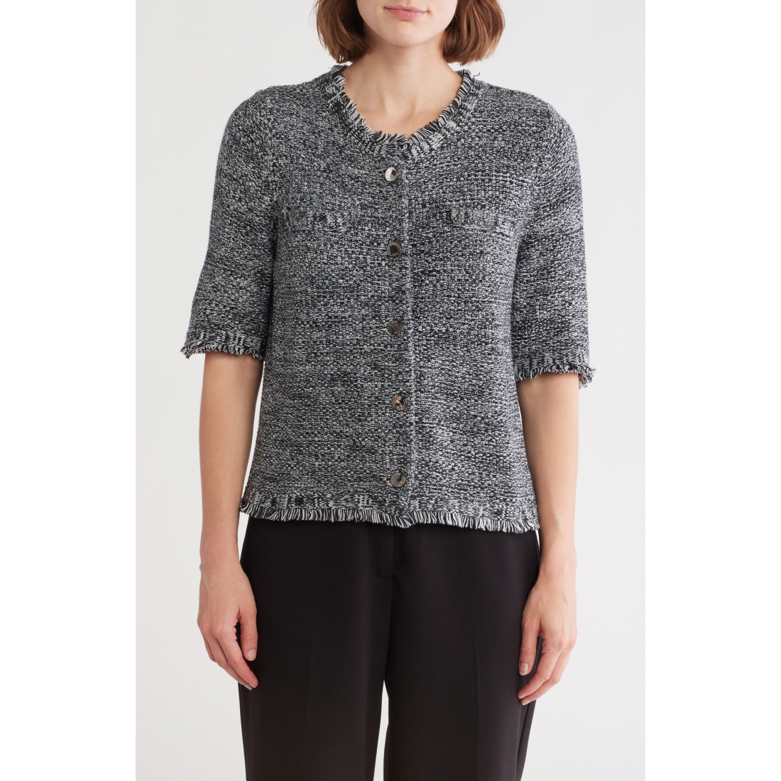 Pull 'Fringe Button' pour Femmes