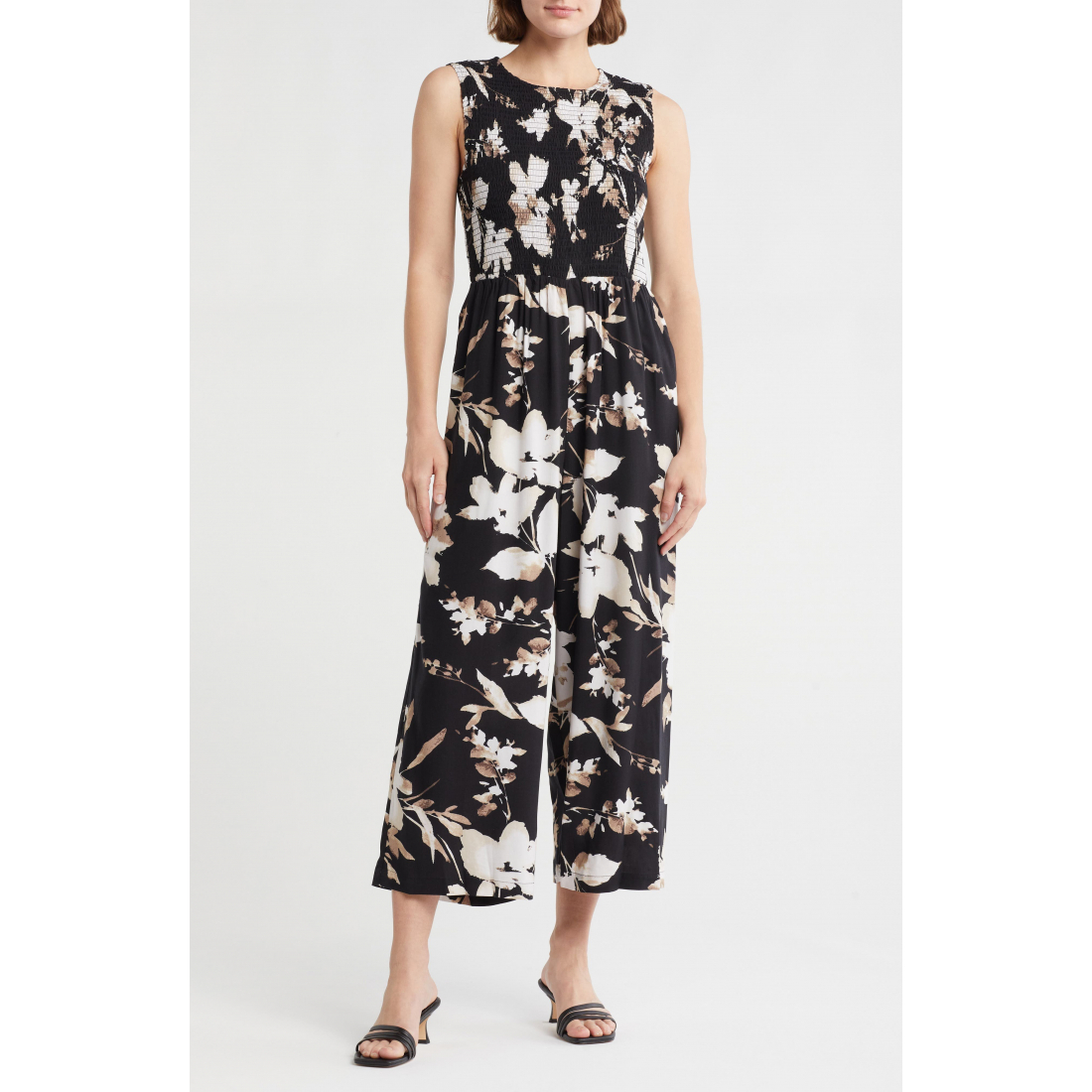 Women's 'Floral Sleeveless Smocked Wide Leg' Jumpsuit