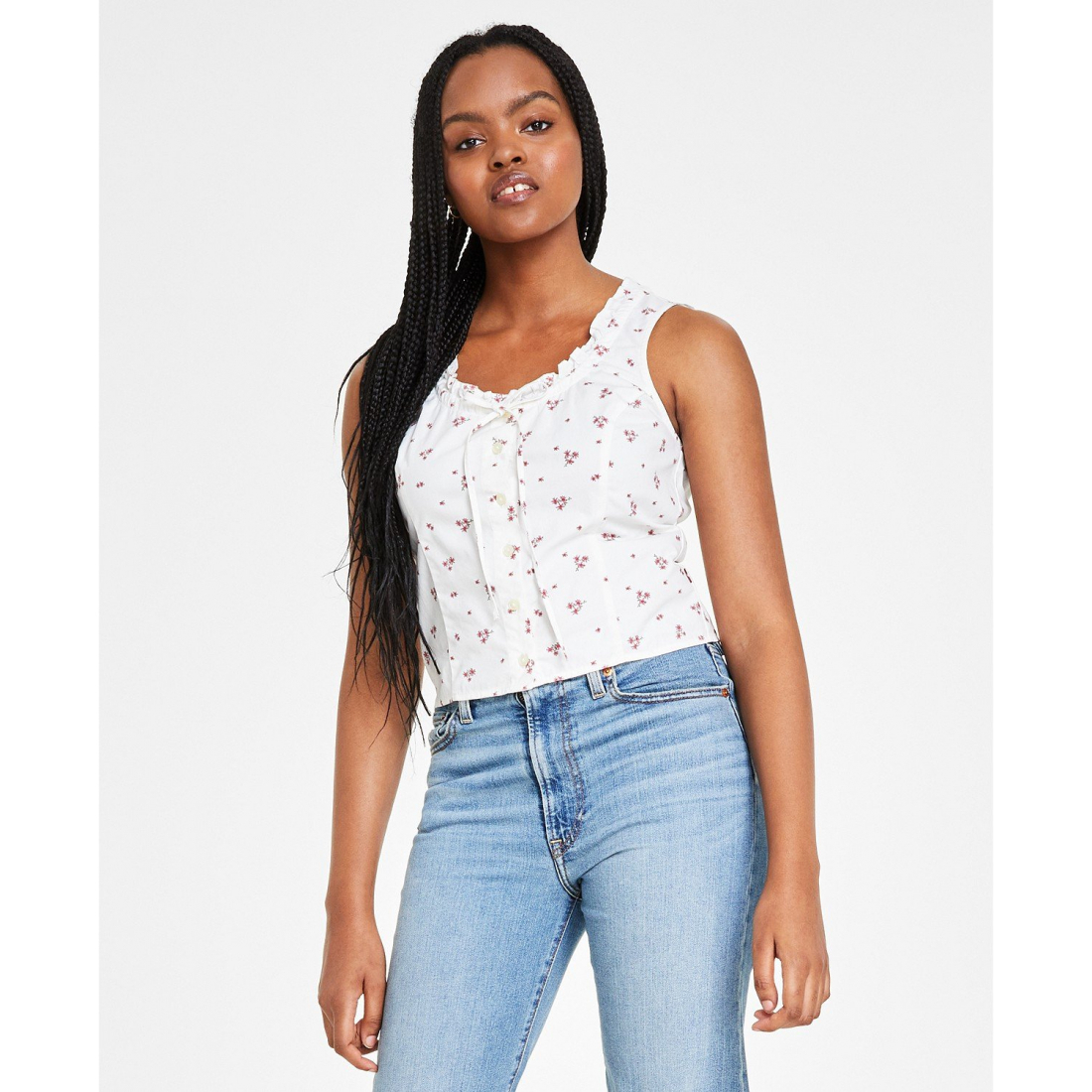 Top 'Shane Tie-Neck Button-Front' pour Femmes