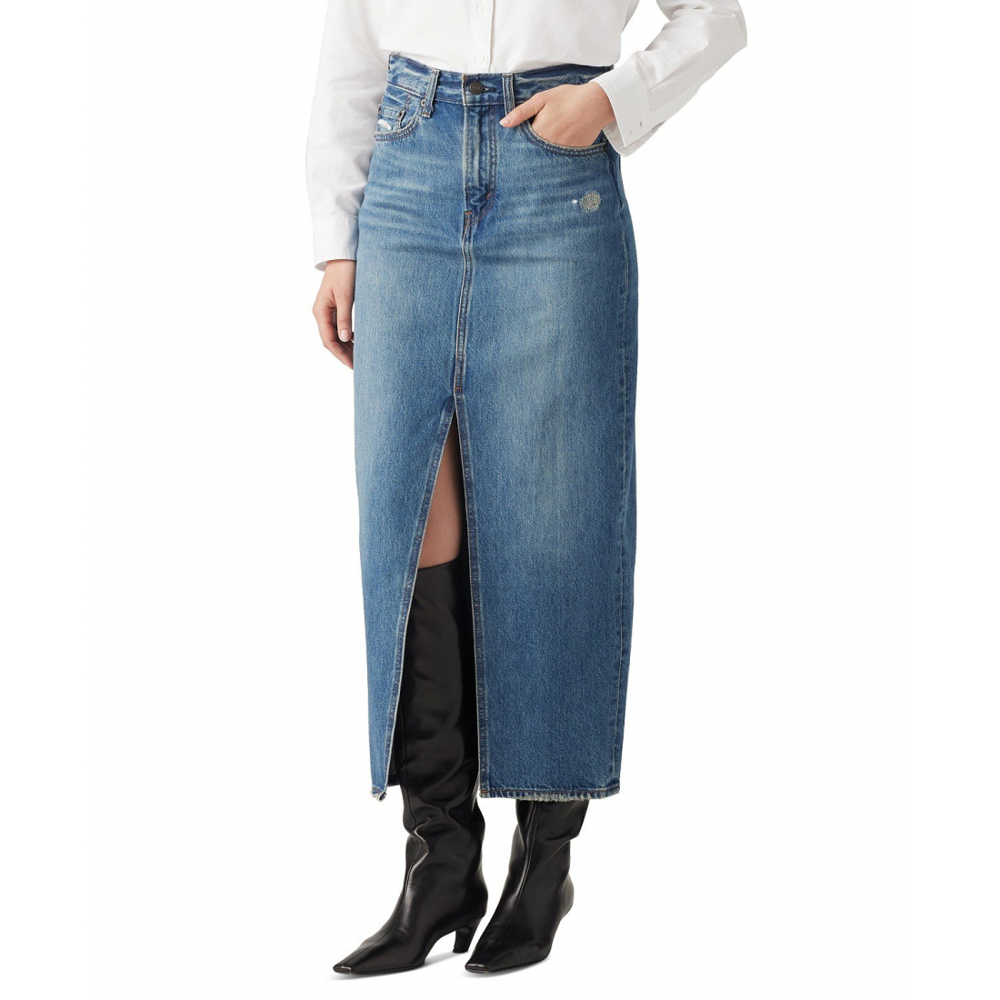 Jupe en Jean 'Premium Mid-Rise Denim Column' pour Femmes