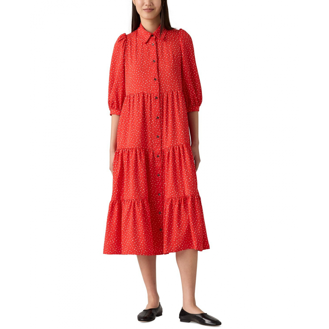 Women's 'Cynthia Puff-Sleeve Tiered' Midi Dress