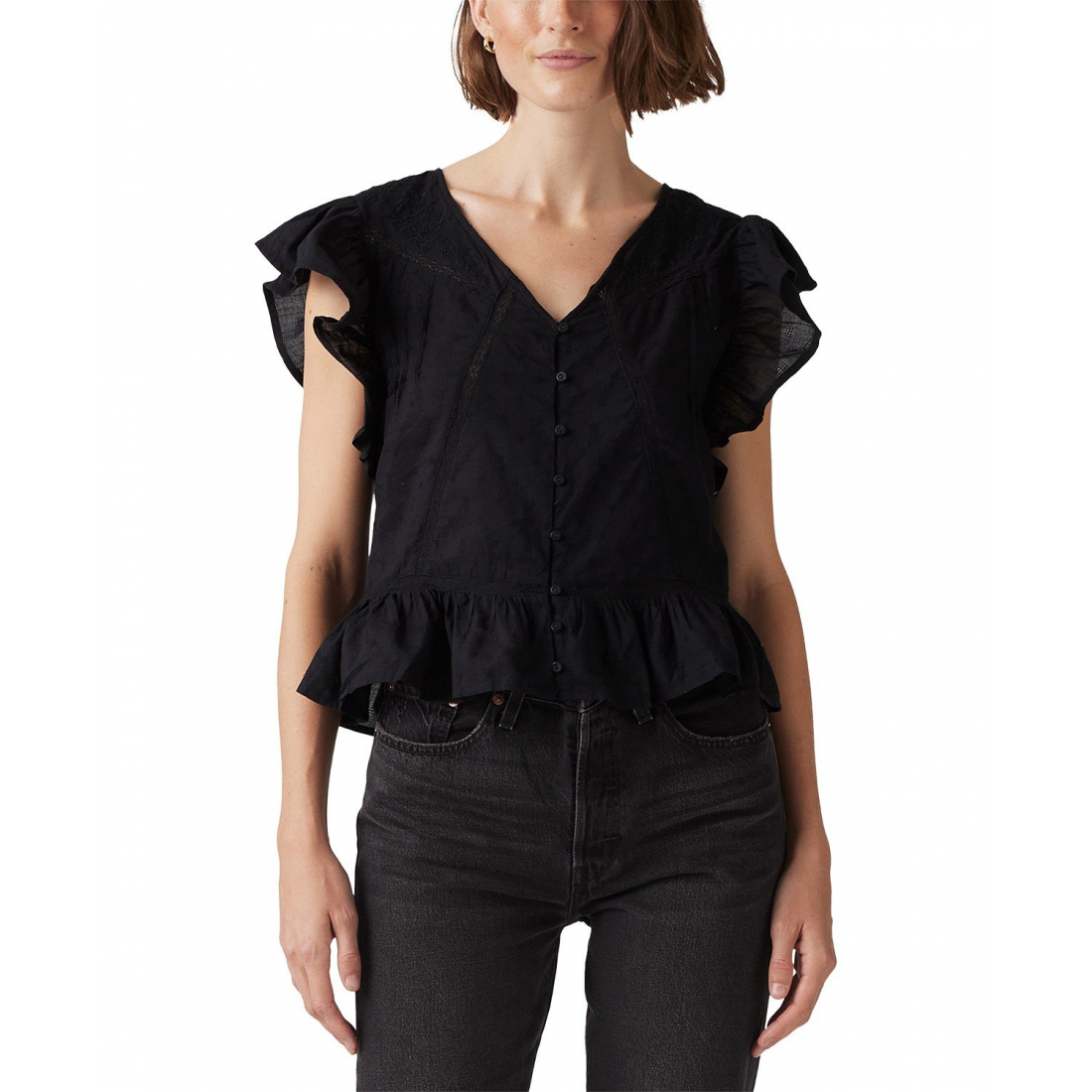 Blouse 'Aniston Ruffled Flutter-Sleeve' pour Femmes