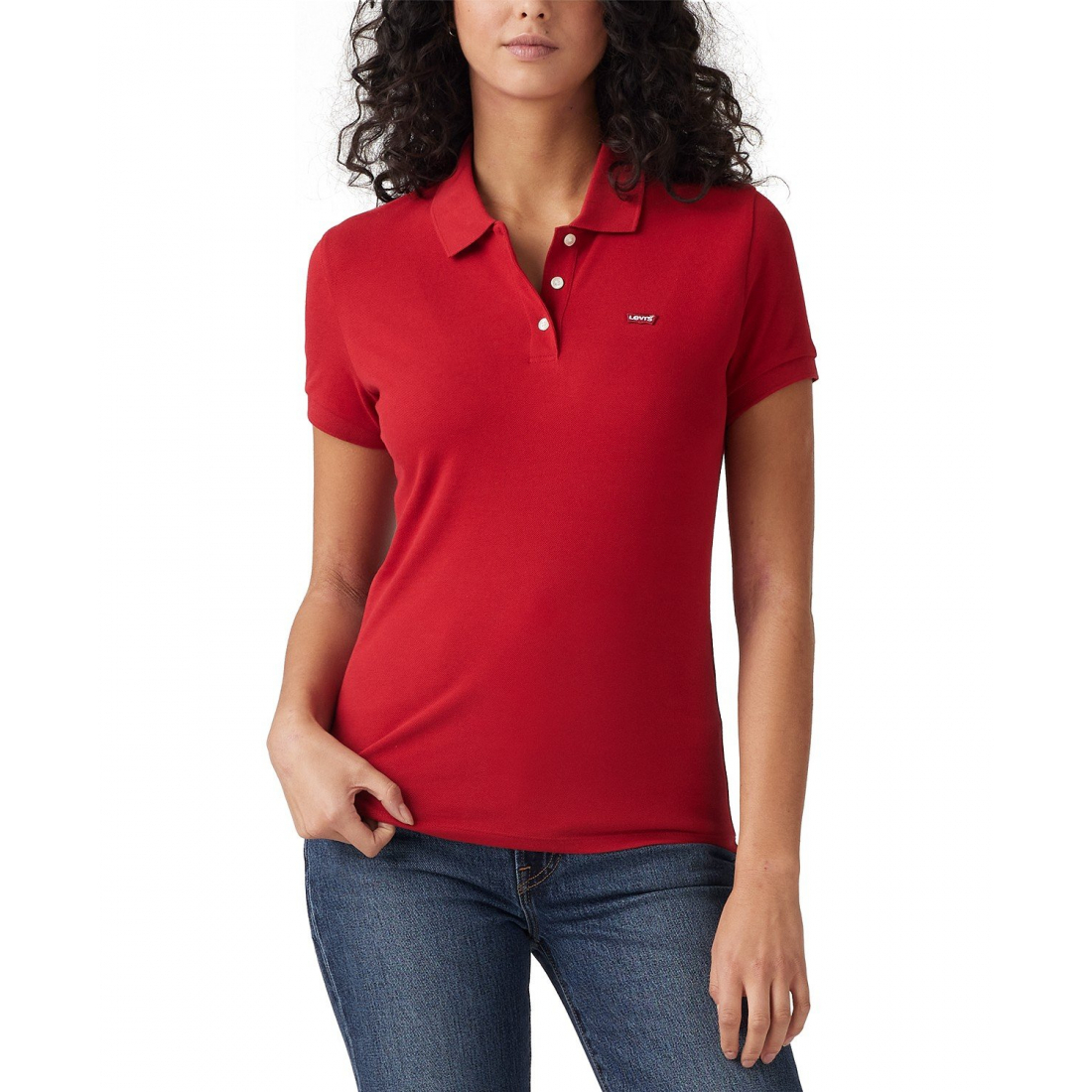 'Short-Sleeve Piqué Knit' Polohemd für Damen