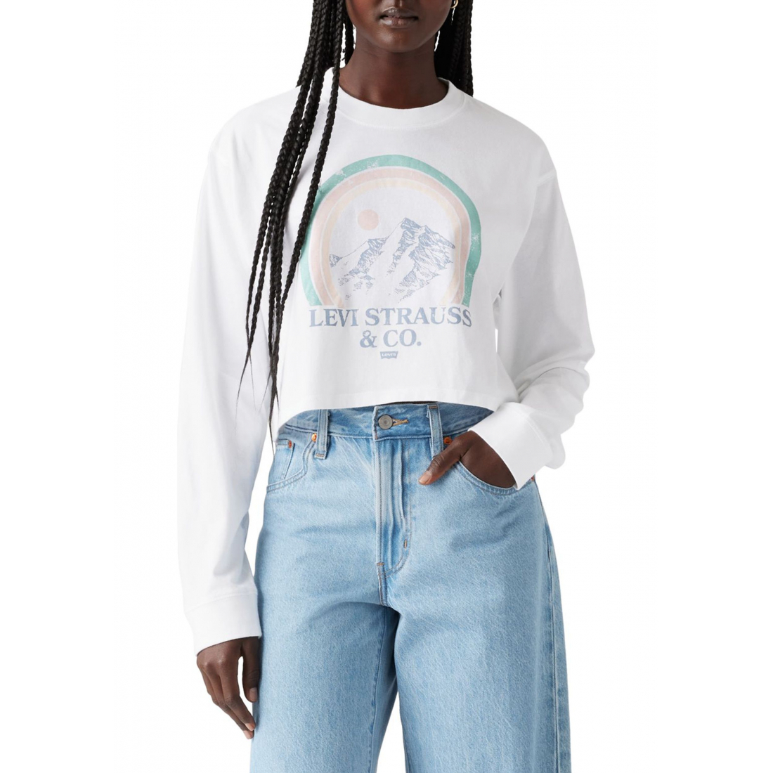 T-Shirt manches longues 'Cropped Graphic Football' pour Femmes