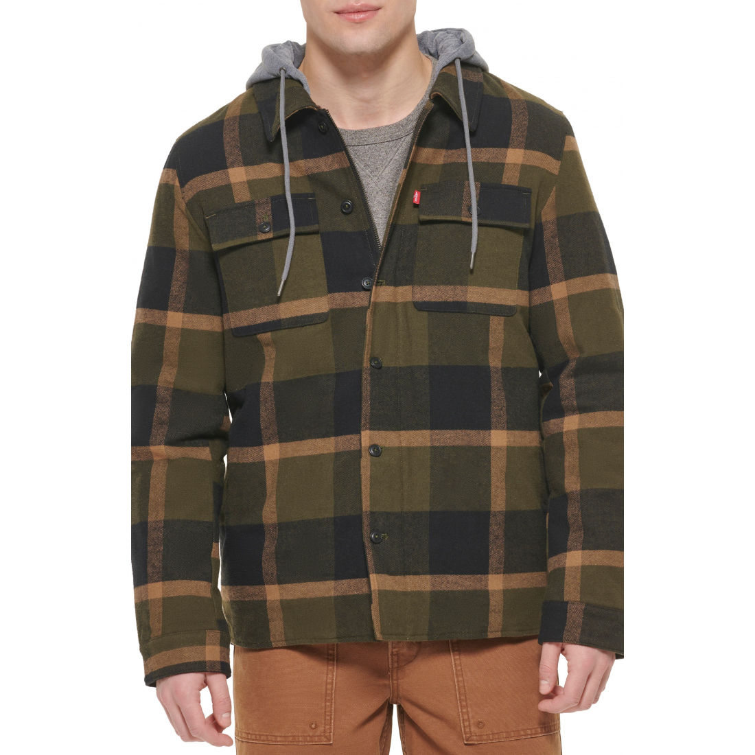 Surchemise 'Plaid Faux Shearling Lined Jersey Hood' pour Hommes