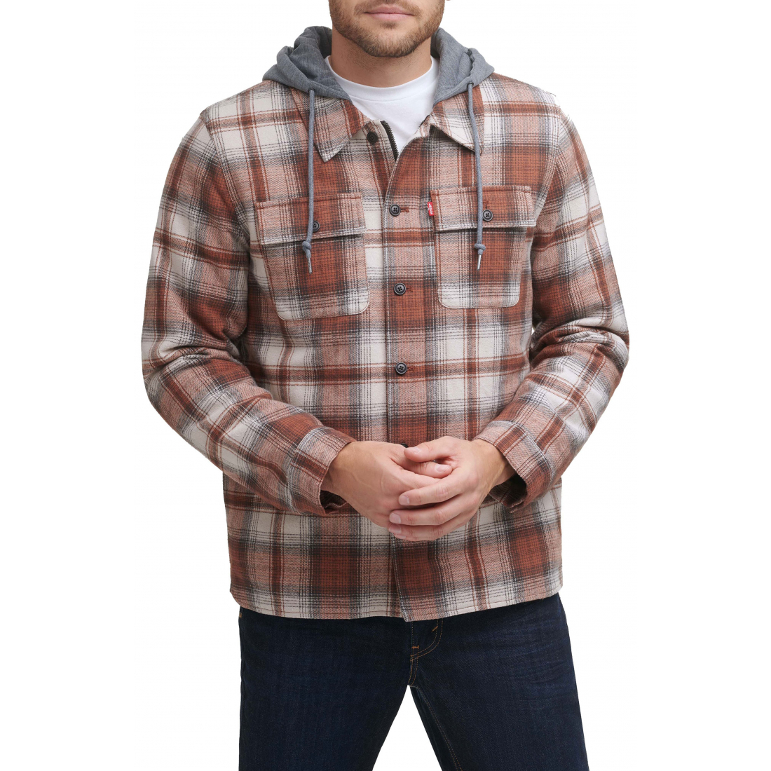Surchemise 'Plaid Faux Shearling Lined Jersey Hood' pour Hommes