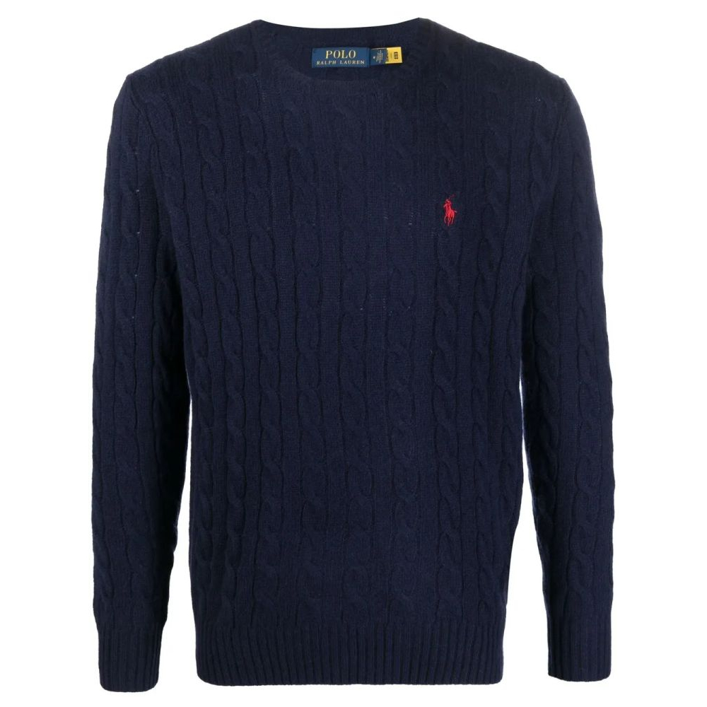Men's 'Logo-Embroidered Cable-Knit' Cashmere Sweater