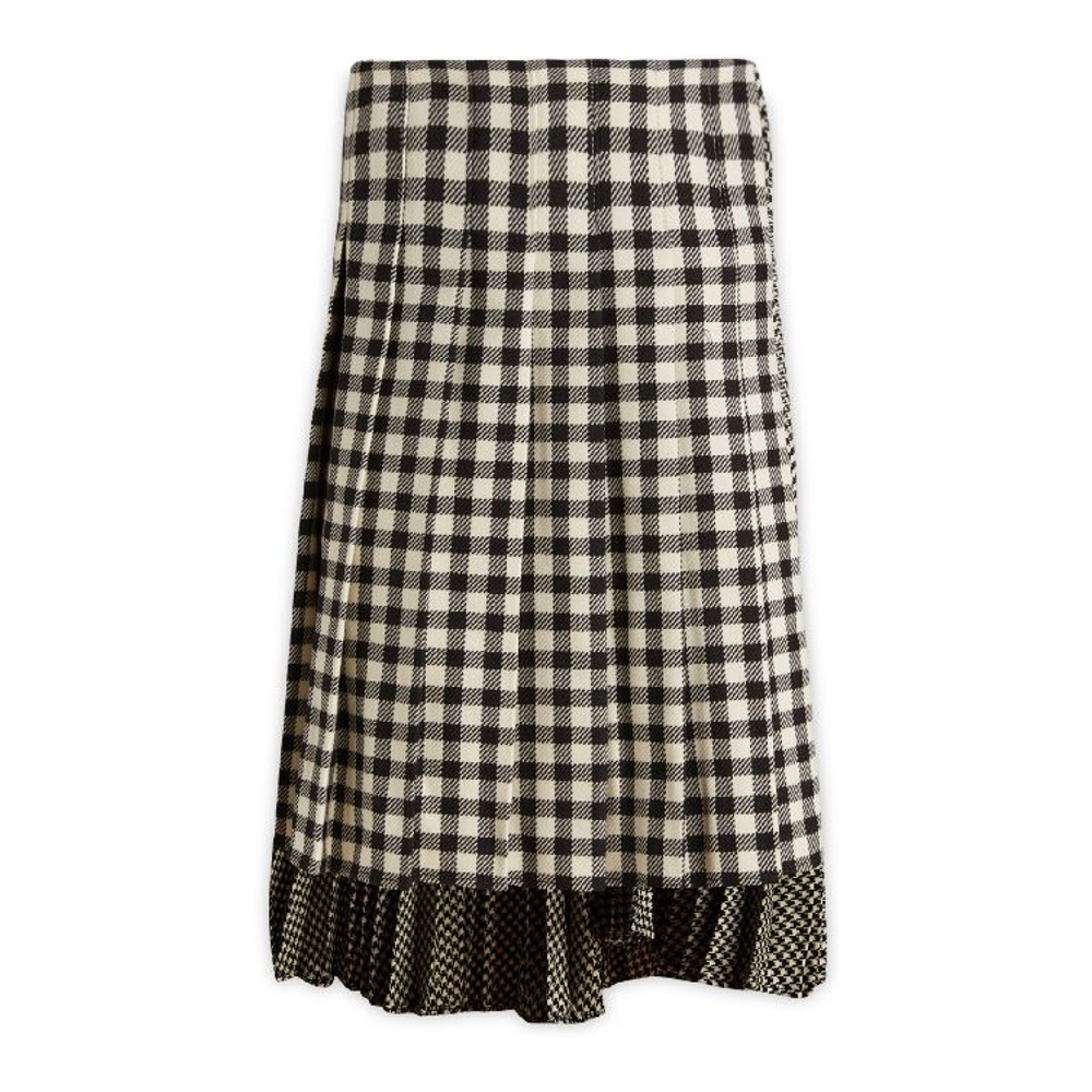 Jupe Midi 'Checked Houndstooth Pleated' pour Femmes