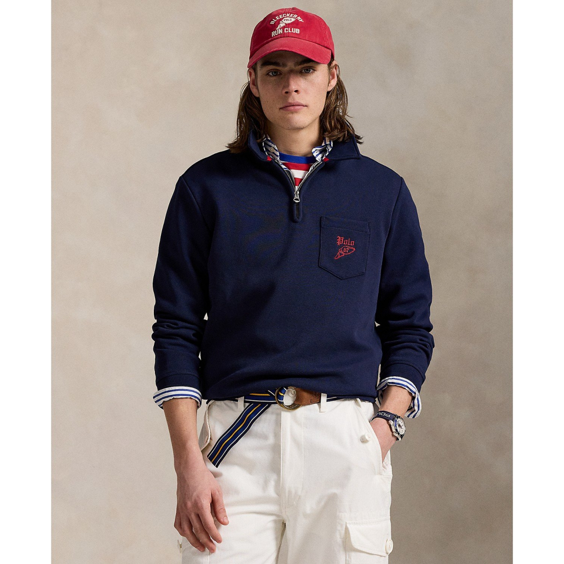 Sweatshirt 'Double-Knit Mesh Collared' pour Hommes