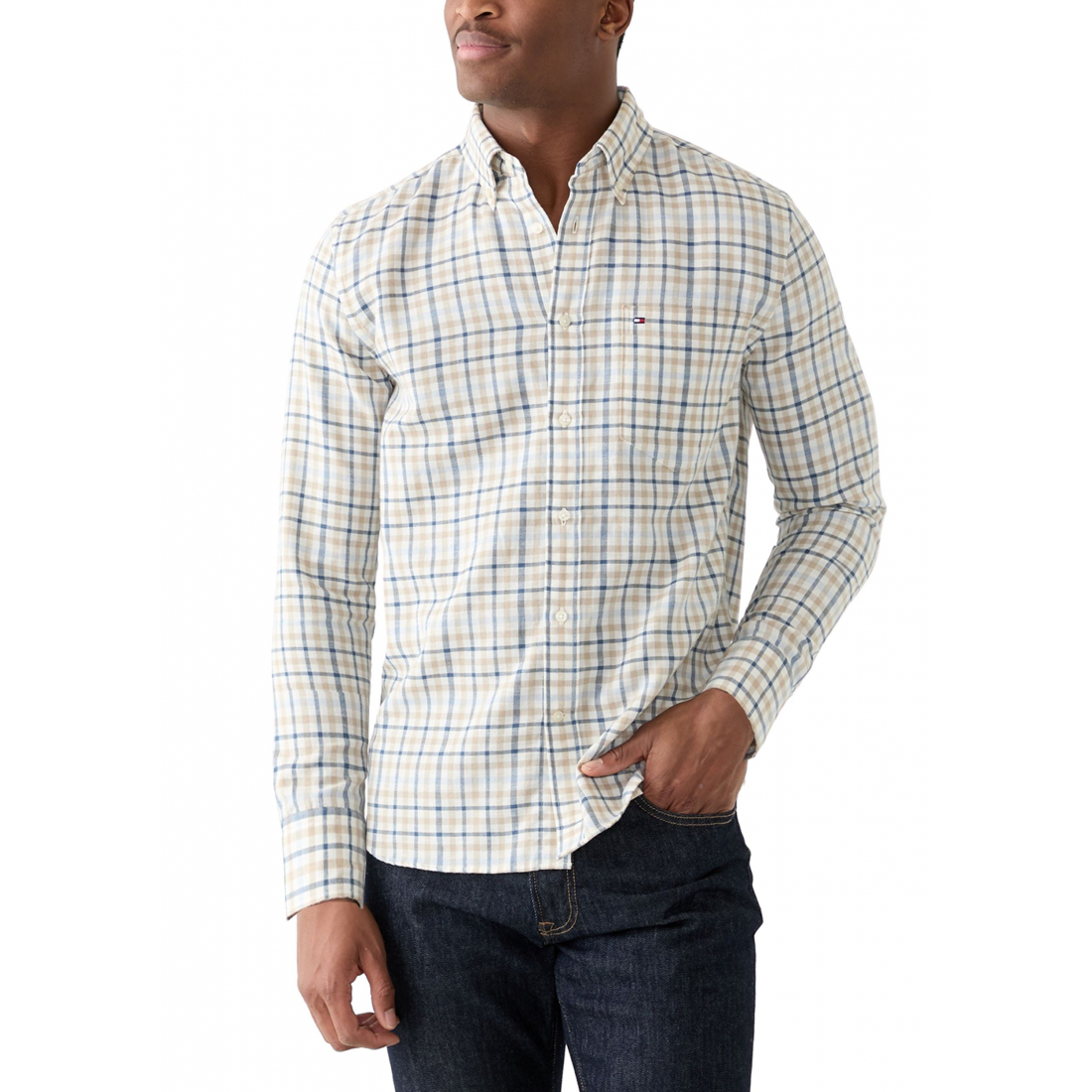 Chemise 'Brushed Linen Gingham' pour Hommes