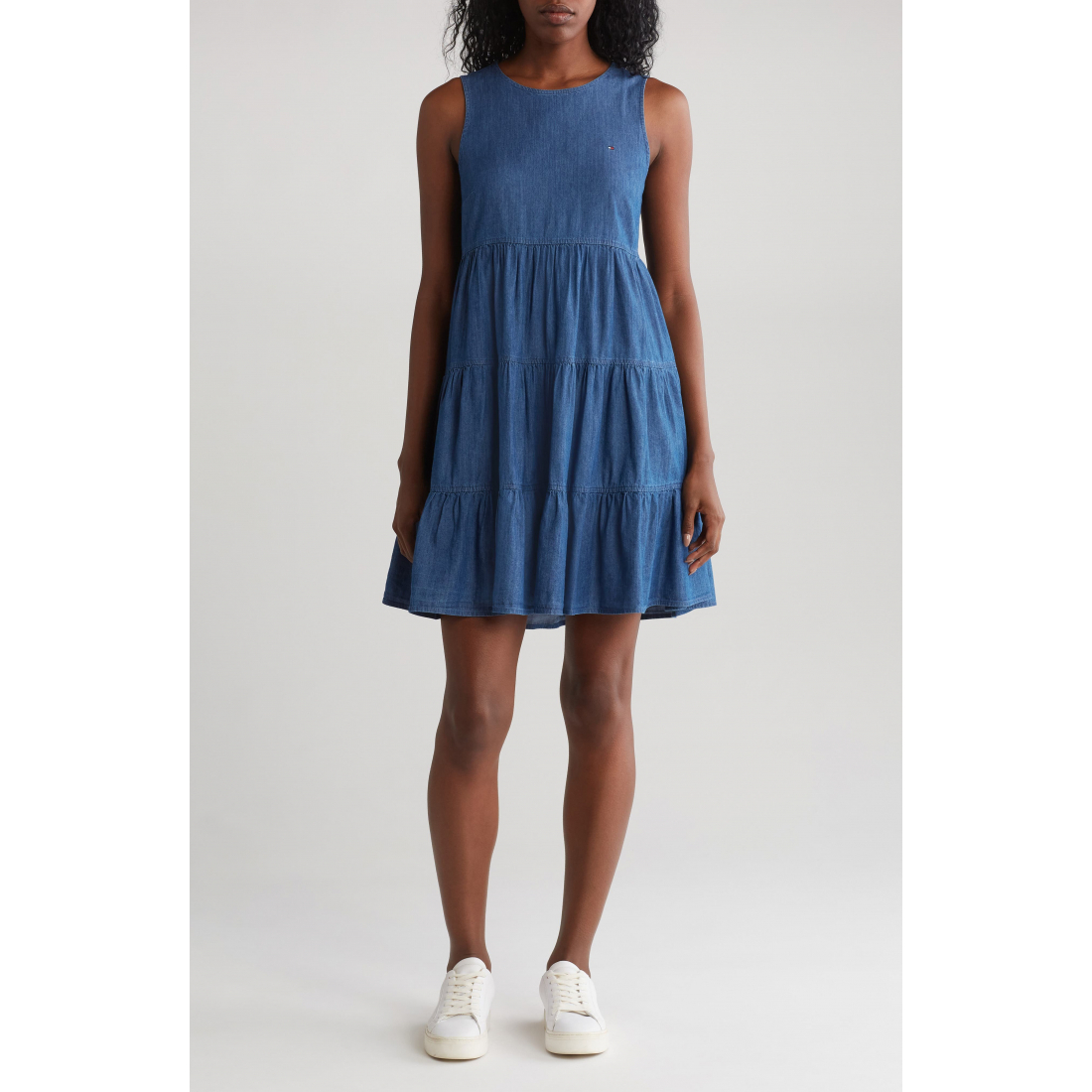 Robe sans manches 'Tiered Chambray' pour Femmes