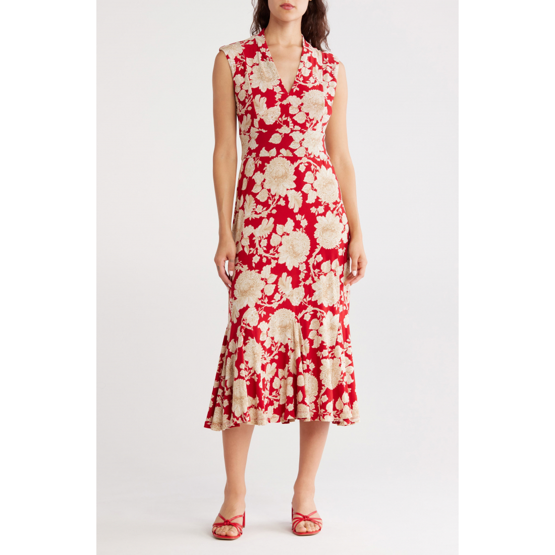 'Cap Sleeve Stretch Jersey' Midi Kleid für Damen