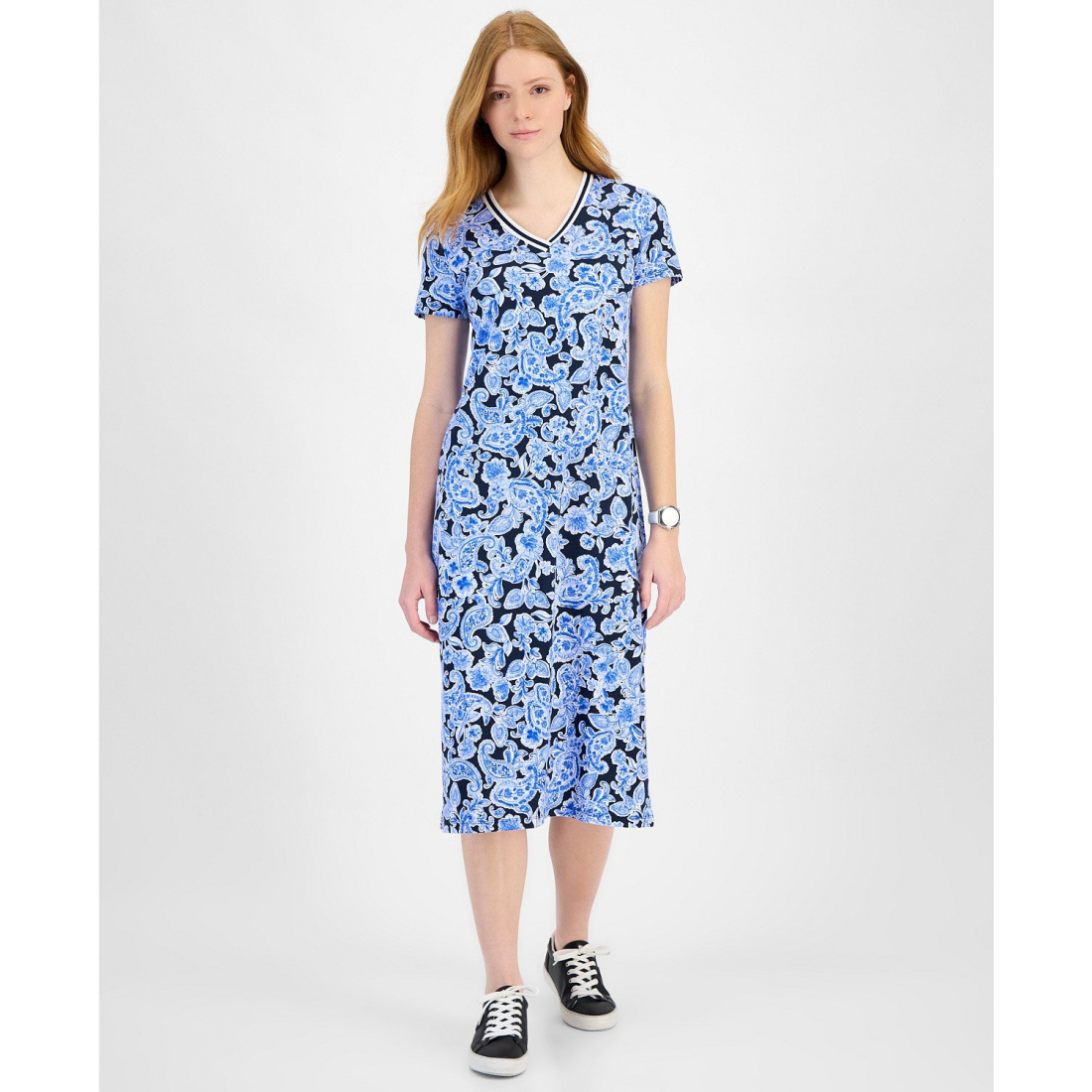 Robe Midi 'Paisley-Print V-Neck' pour Femmes