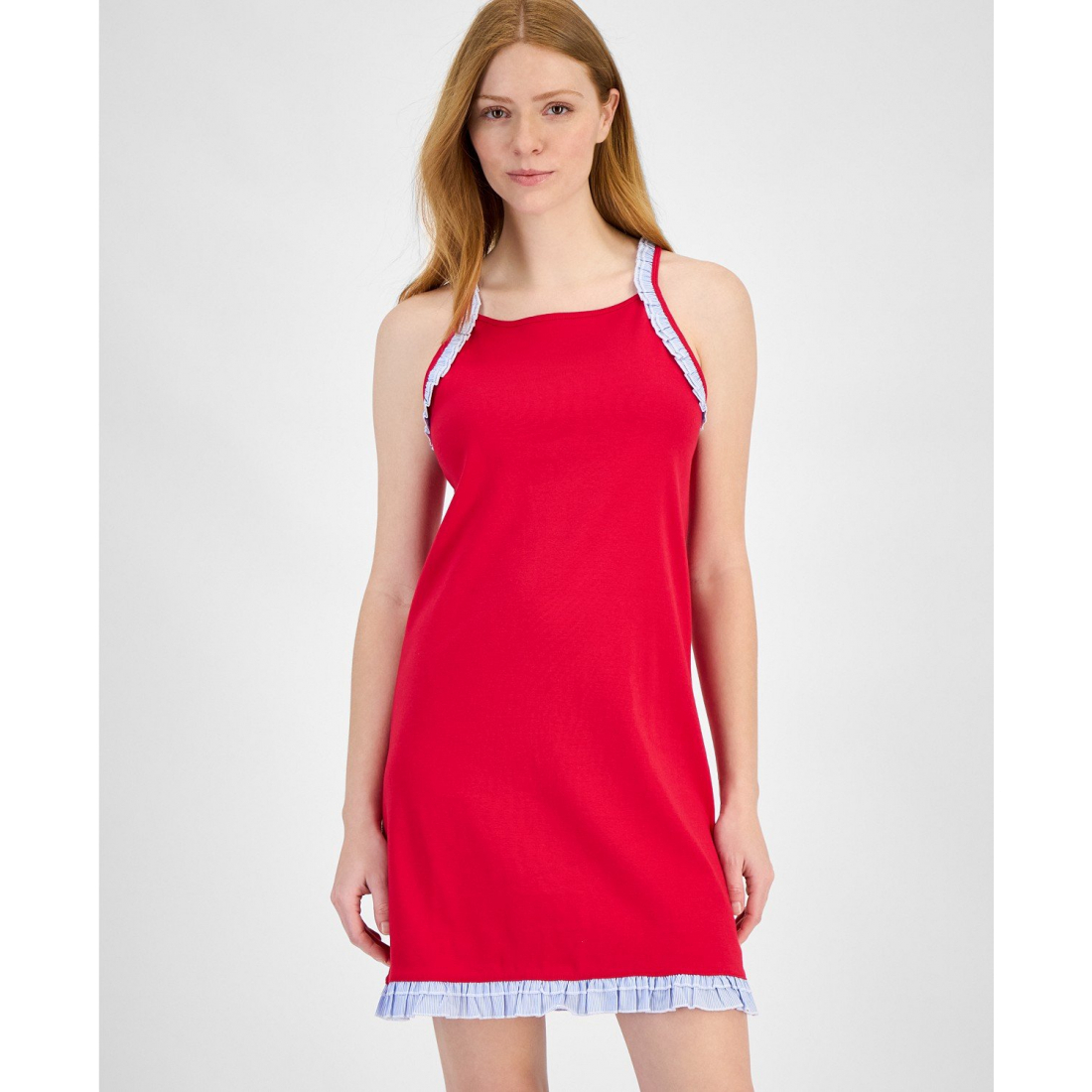 Robe mini 'Cotton Ruffled-Hem' pour Femmes