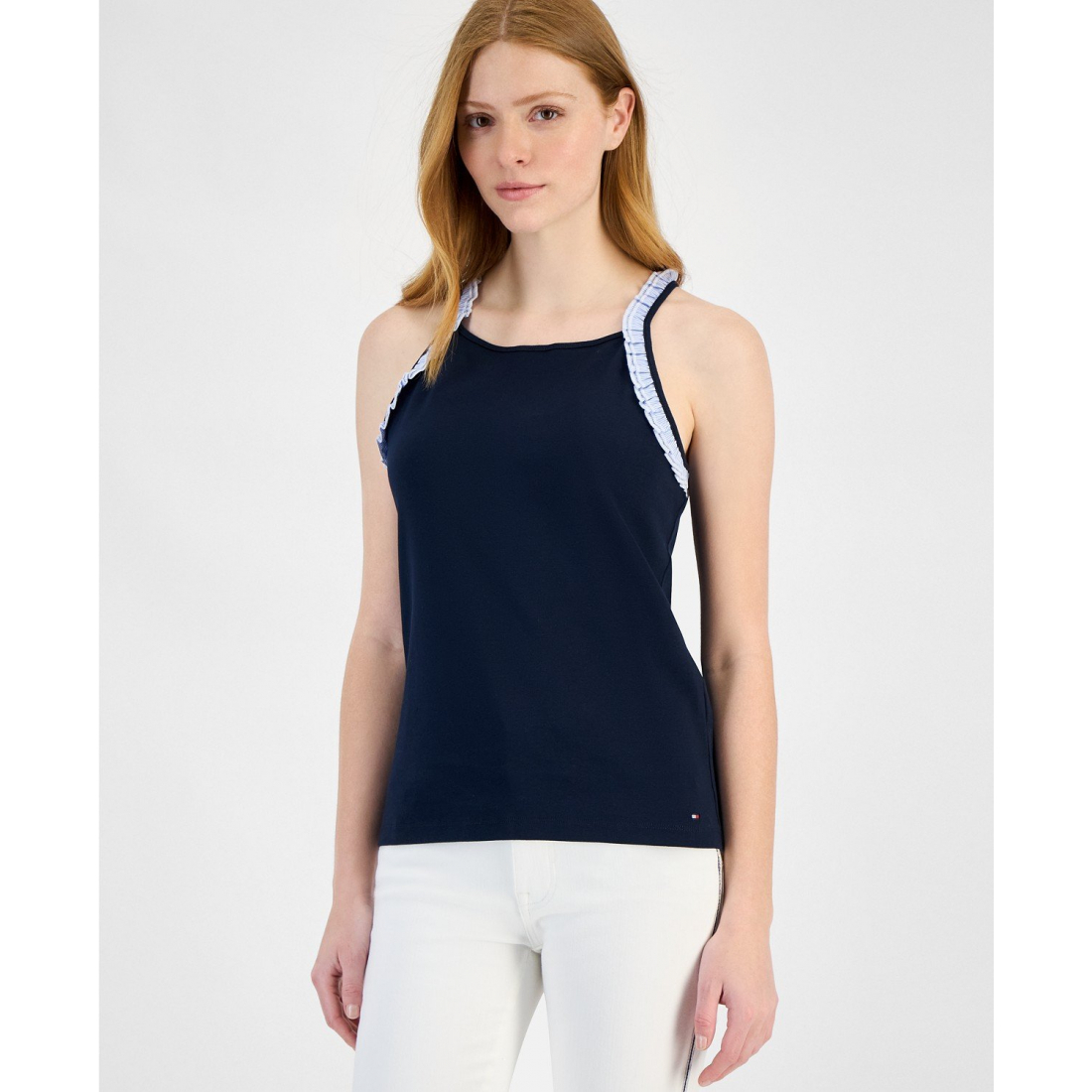 Débardeur 'High-Neck Ruffle-Trim Cotton' pour Femmes