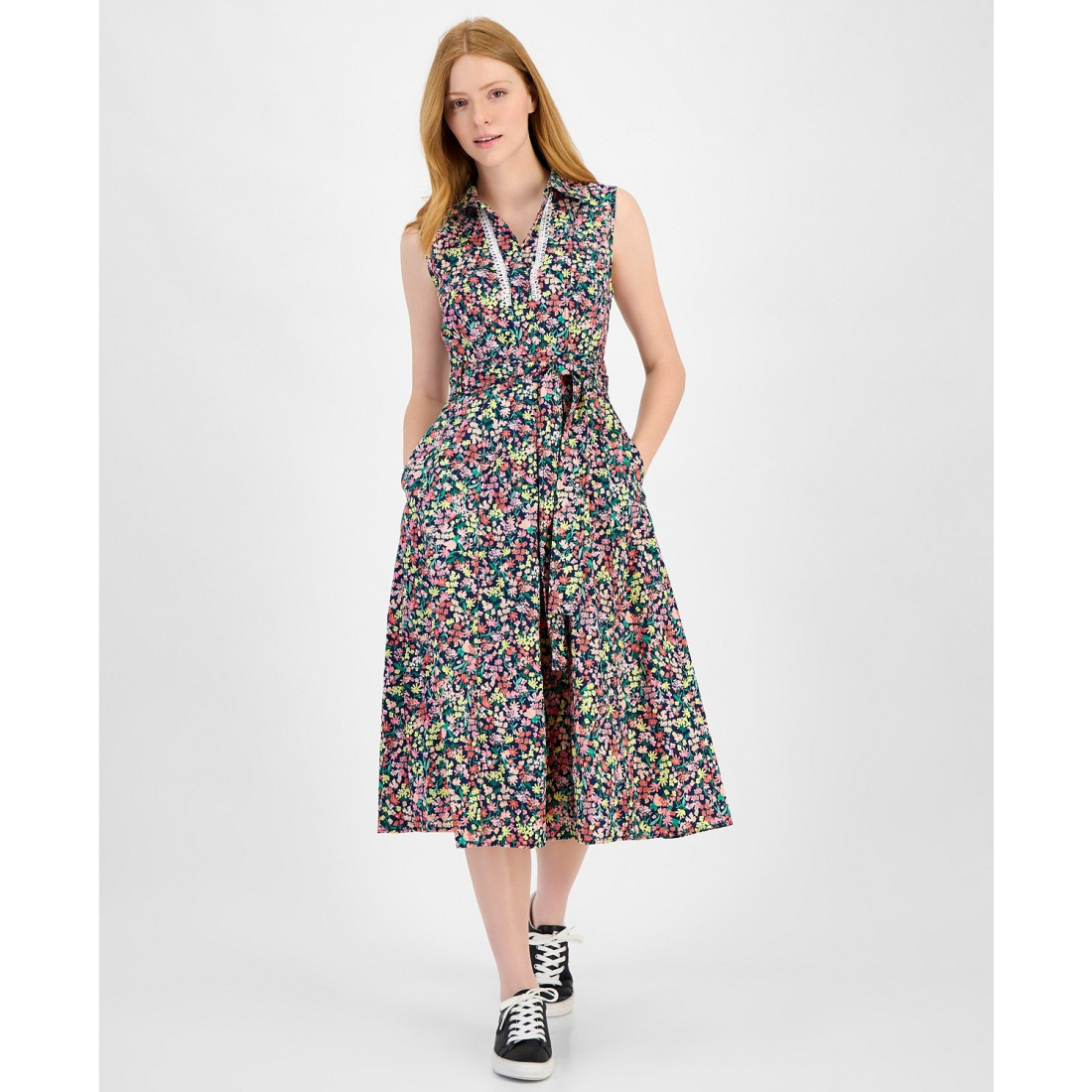 'Floral Lace-Trim' Hemdkleid für Damen