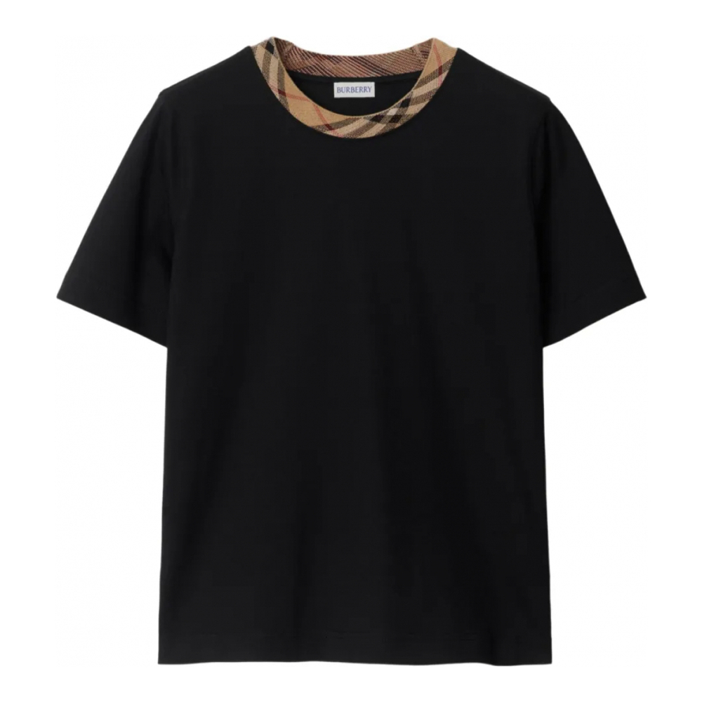 'Checked-Trim' T-Shirt für Damen