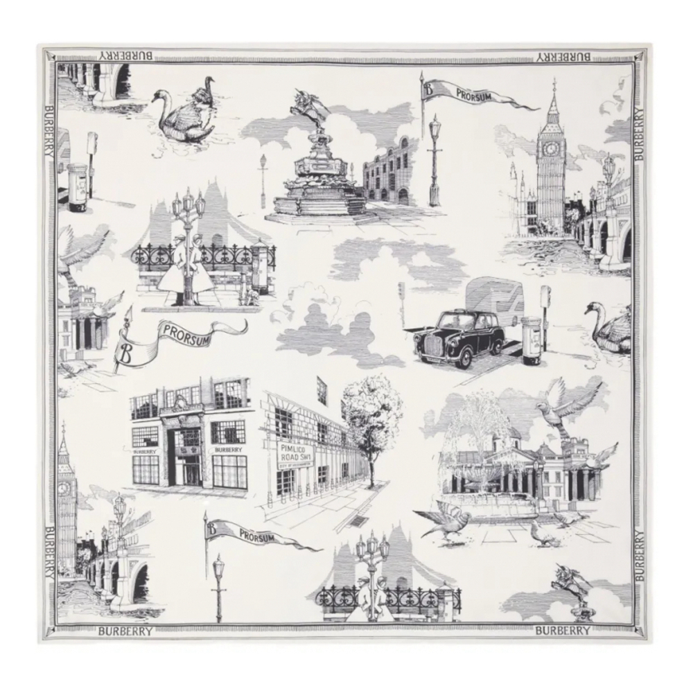 'London Landmarks-Print' Halstuch aus Seide für Unisex