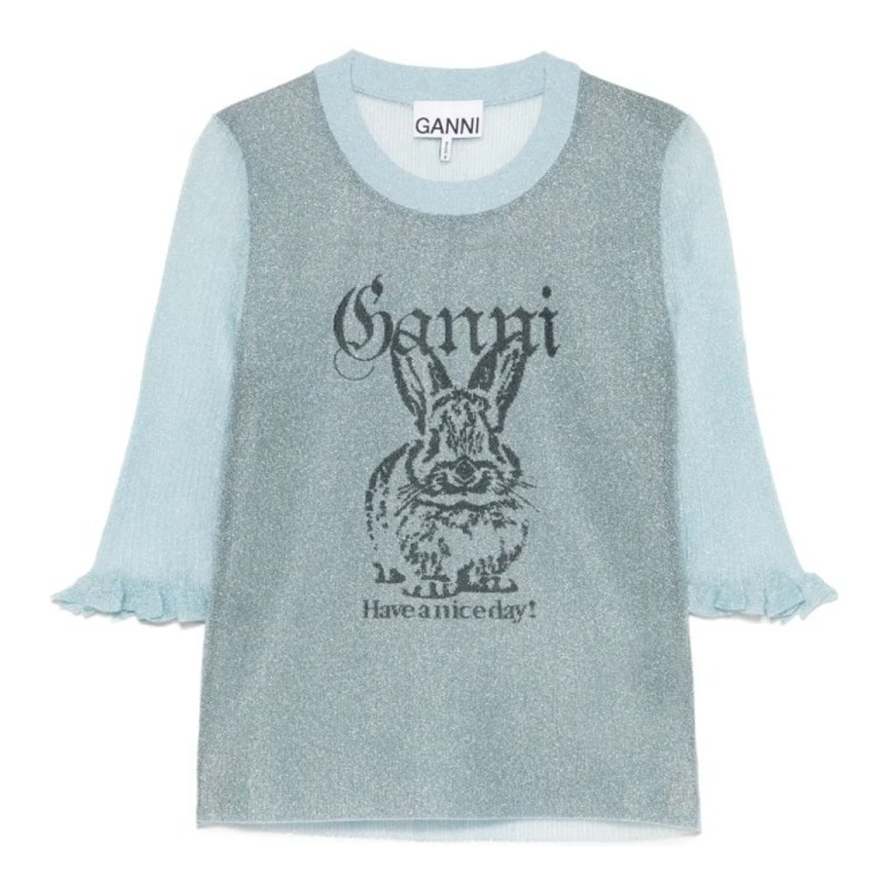 Top à manches 3/4 'Bunny-Detail' pour Femmes