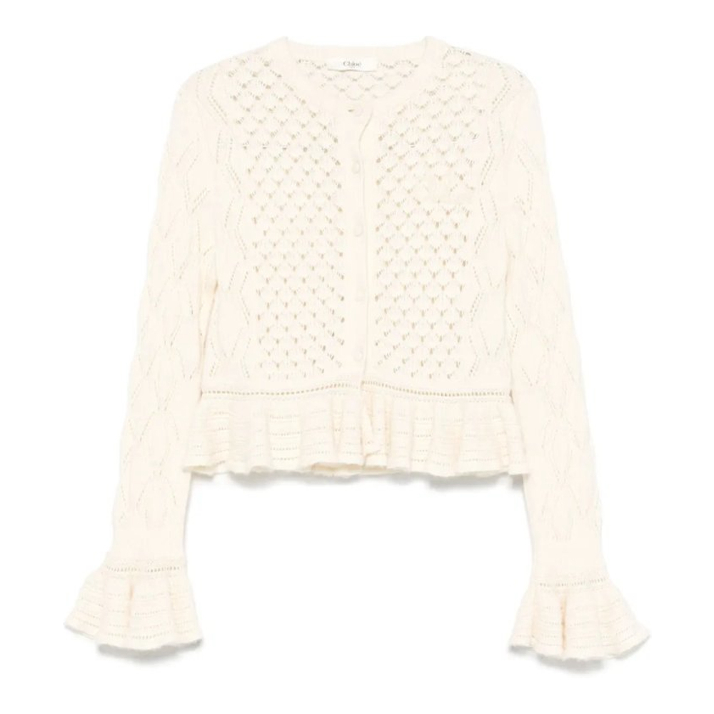 Cardigan 'Open-Knit Ruffled' pour Femmes