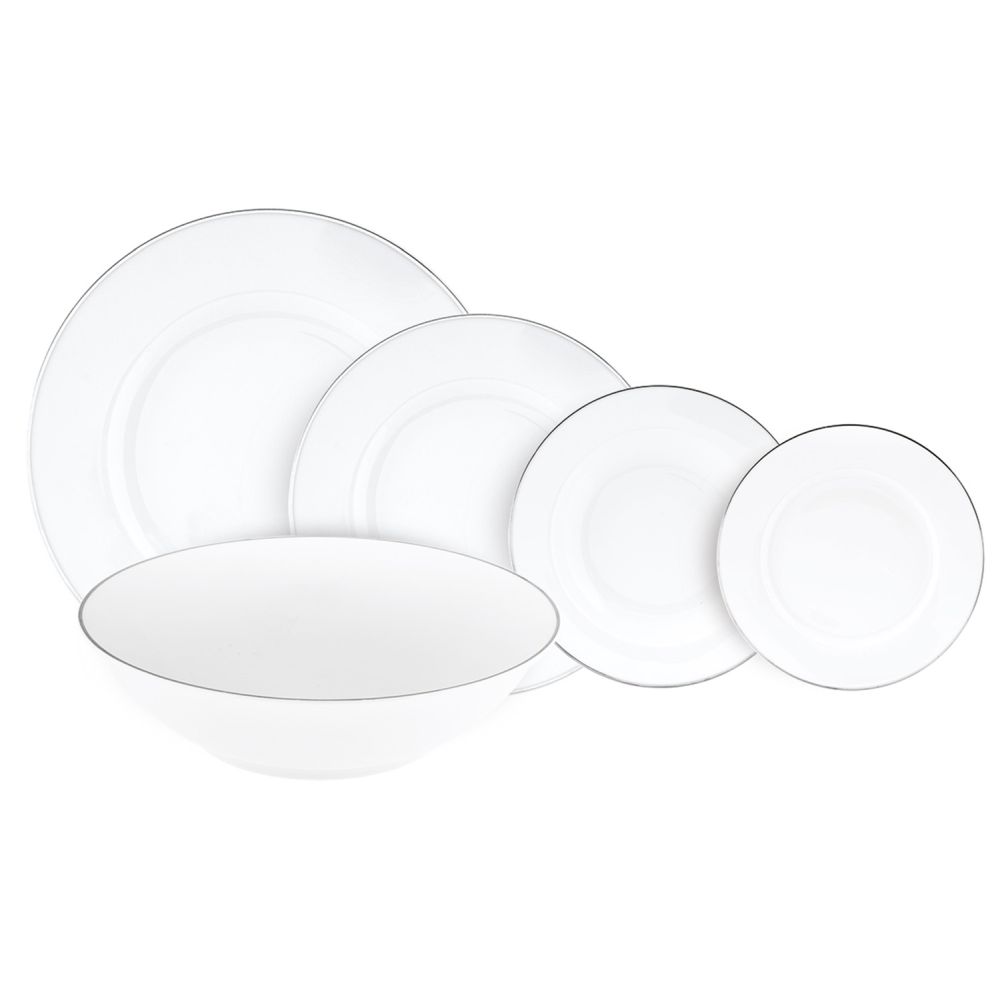 'Platinum Chic' Plate + Bowl Set - 38 Pieces