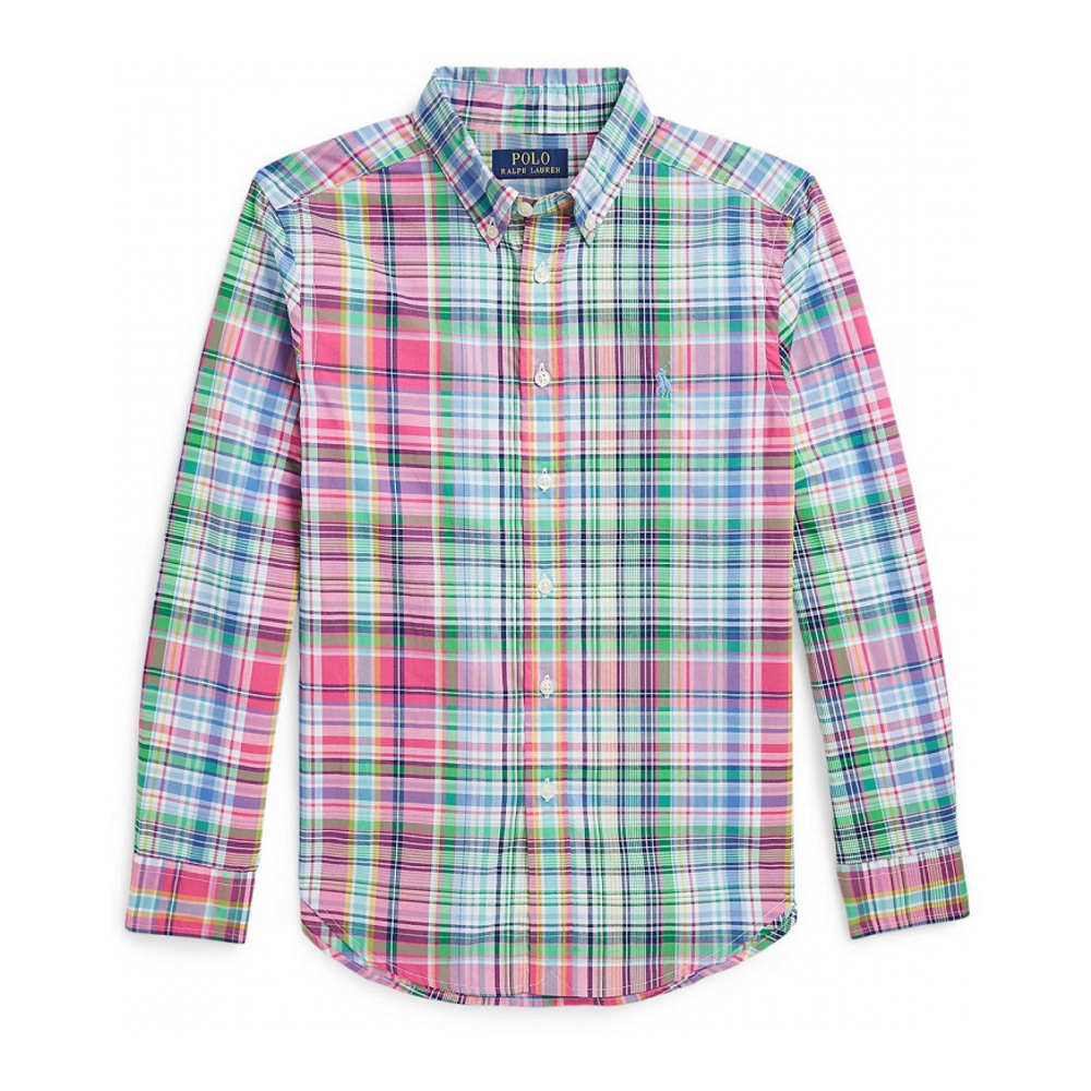 'Plaid Cotton Poplin' Hemd für großes Jungen
